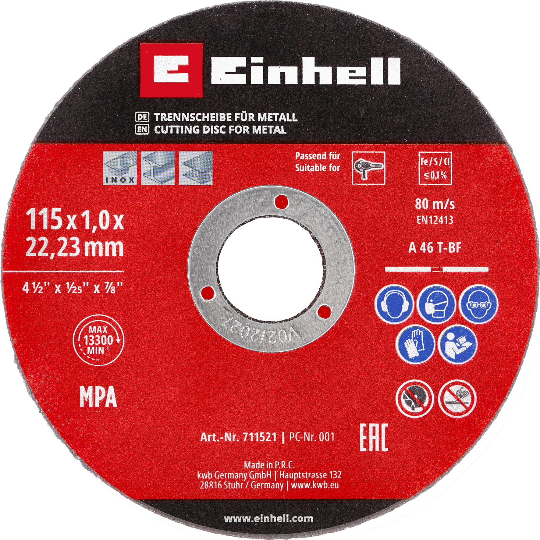 Einhell Gewebetrennscheiben-Set für Metall, gerade, extra du?nn, 5-tlg., Ø 115 x 1 mm