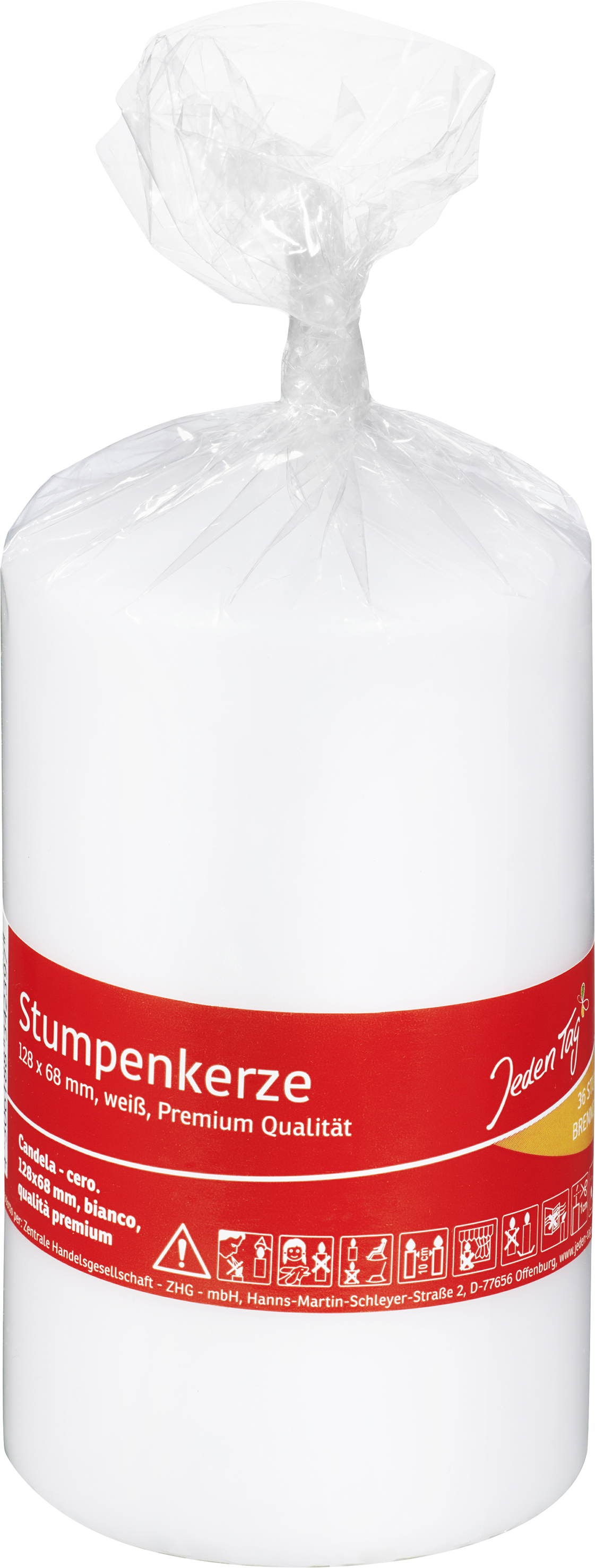 JEDEN TAG  STUMPENKERZE 128X68MM WEISS