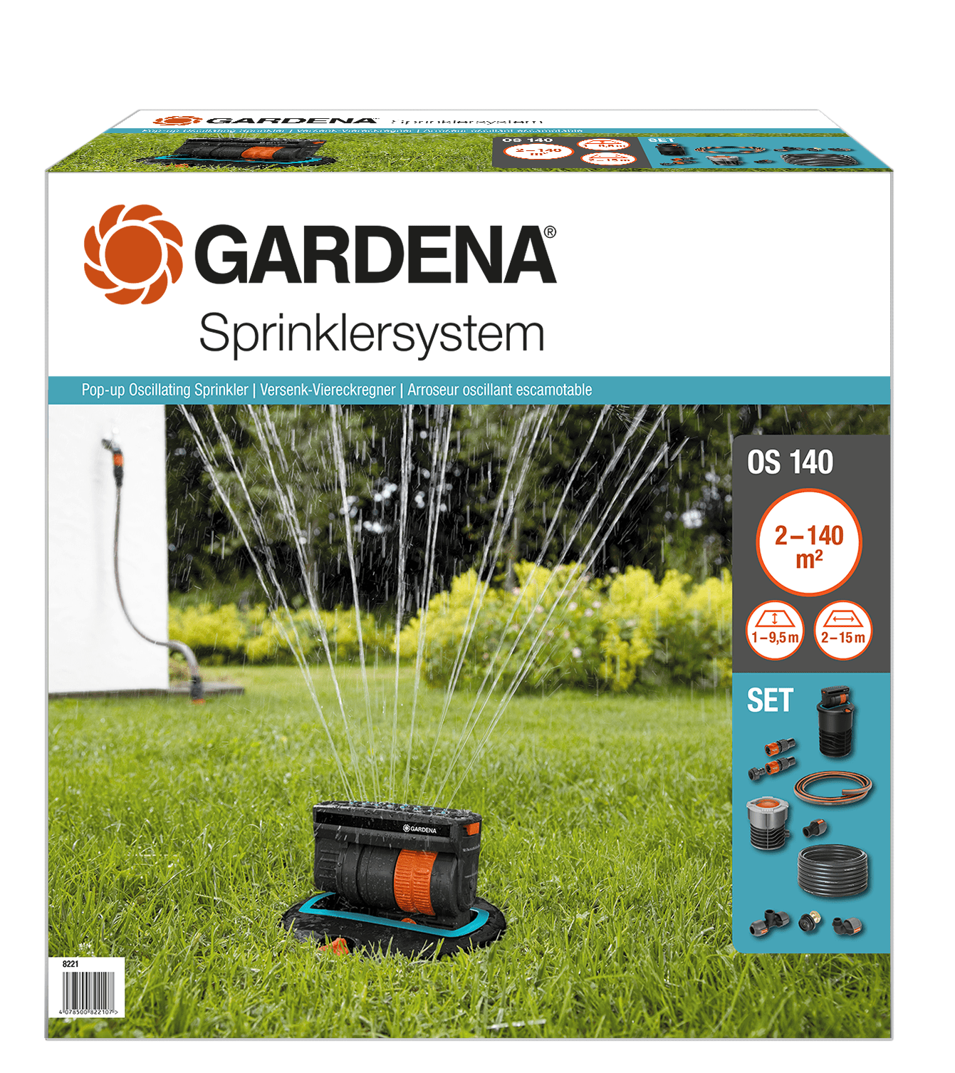 Gardena Komplett-Set + Versenk-Viereckregner OS140