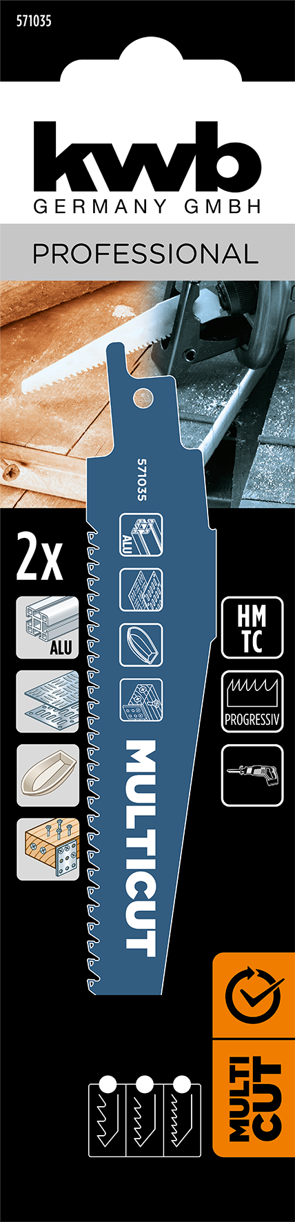 kwb Multicut HM-Säbelsägeblätter für den universellen Ein-Set, grob-fein, 152 mm kwb Multicut HM-Säbelsägeblätter für den universellen Ein-Set, grob-fein, 152 mm