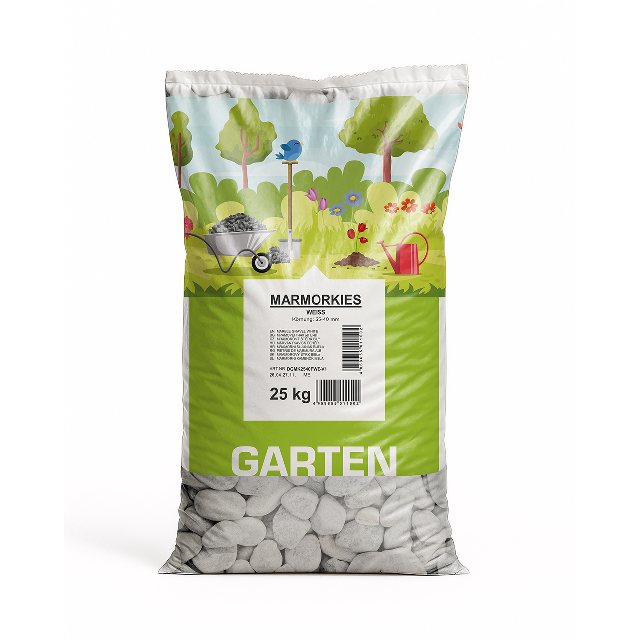 Min2C Marmorkies 25-40, weiß, 25 kg