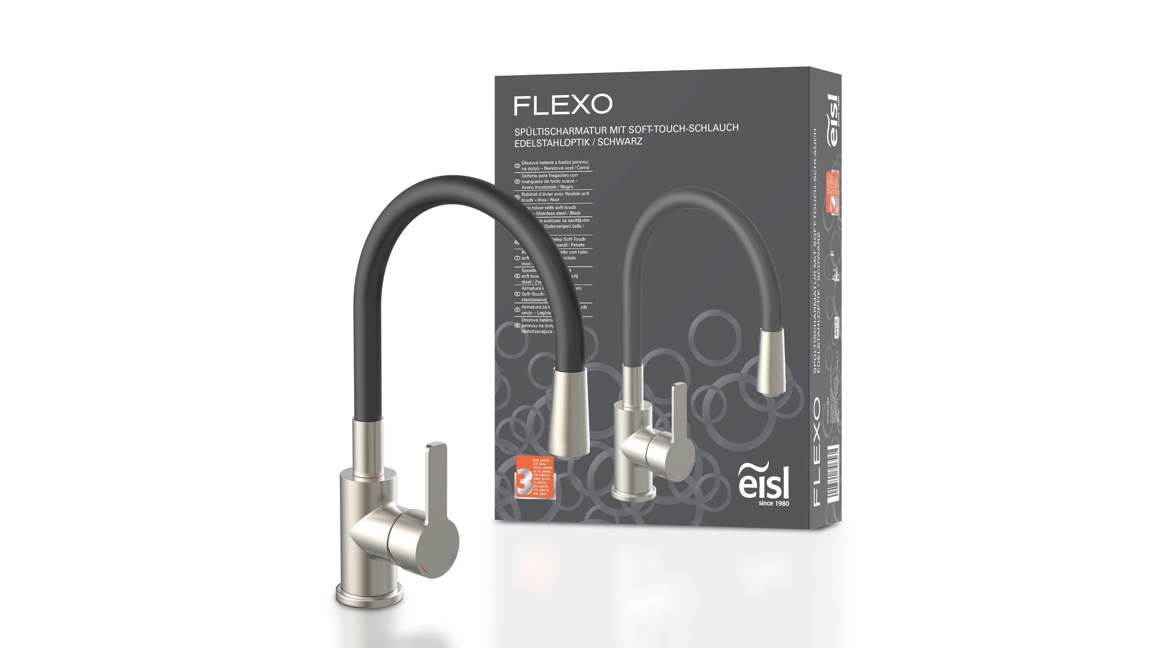 Schütte Spültischarmatur Flexo, Edelstahloptik/Schwarz Schütte Spültischarmatur Flexo, Edelstahloptik/Schwarz