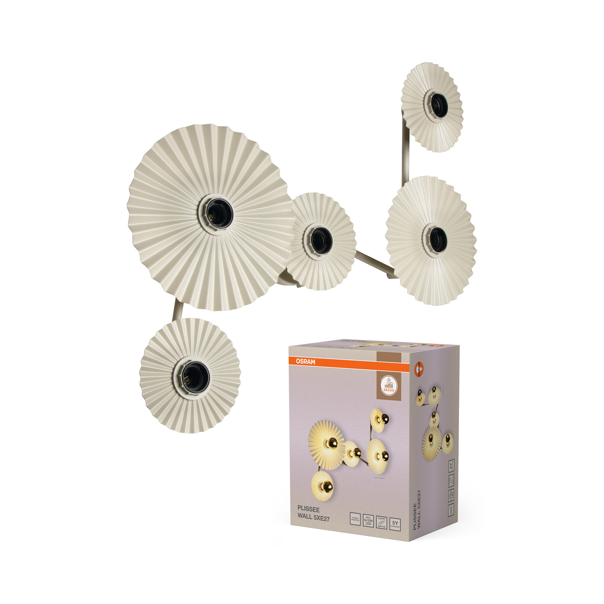 Osram DECOR Plissee Wall, 5XE27, beige