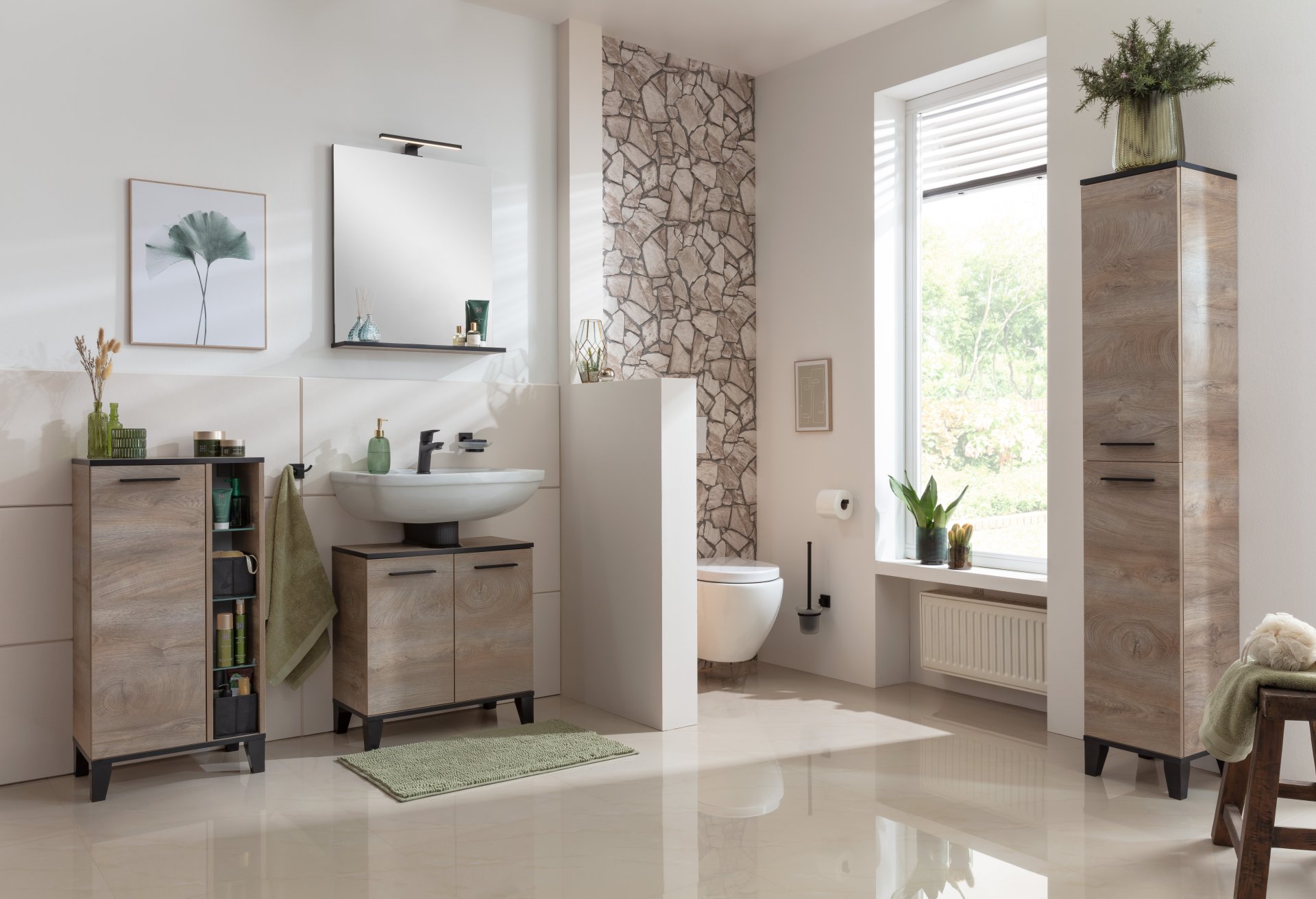 Fackelmann TE-A Hochschrank, 302 x 1752 x 320 mm, Nature-Oak-Optik