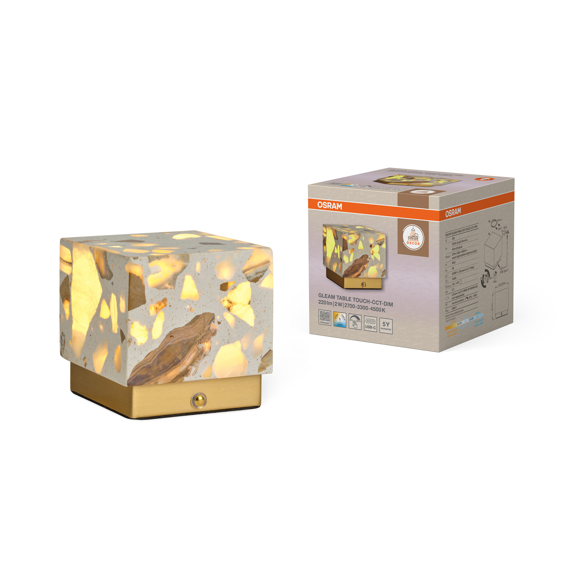 Osram DECOR Gleam Akku-Tischleuchte, weiß