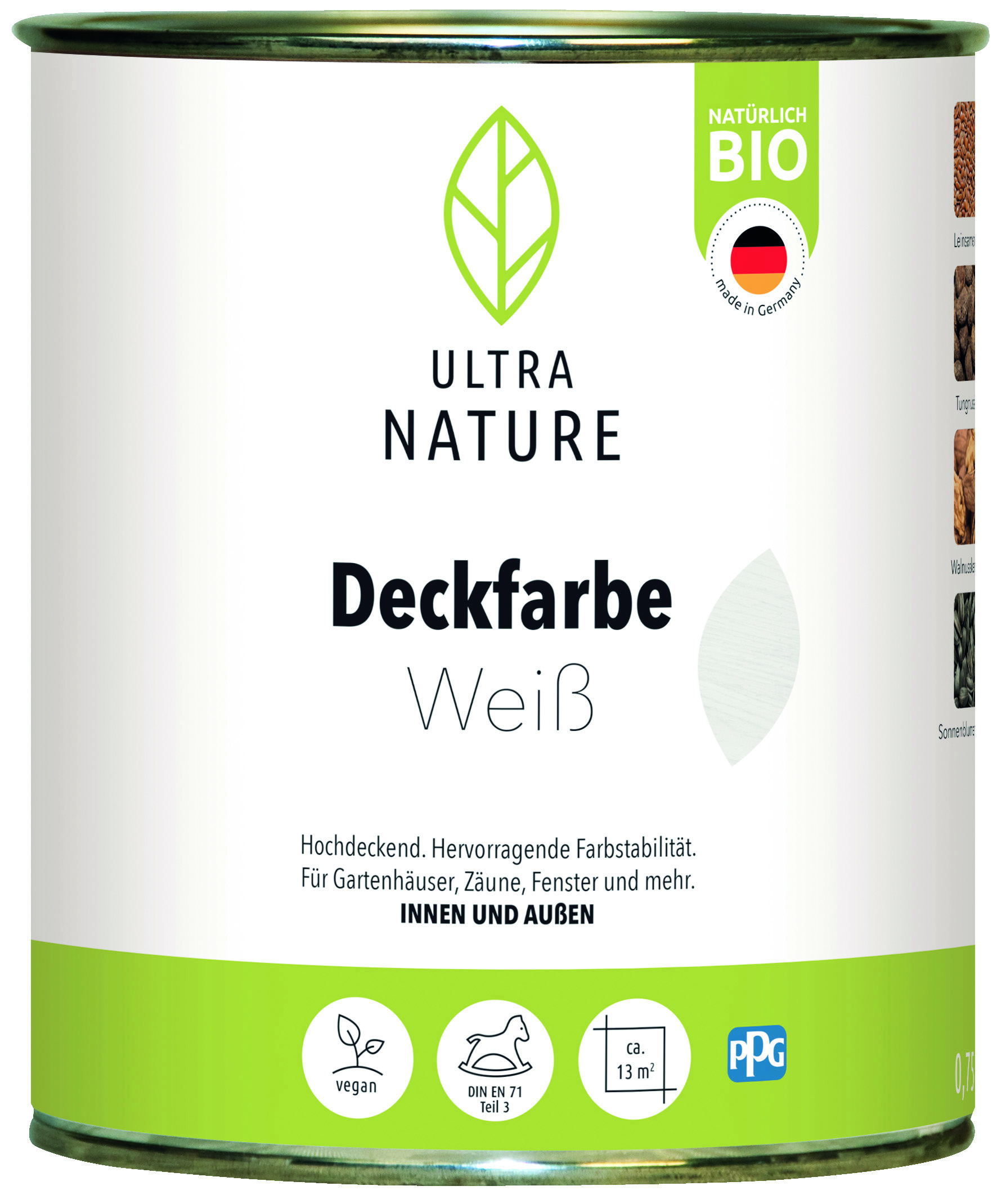 Ultra Nature Deckfarbe Weiß, 0,75 l Ultra Nature Deckfarbe Weiß, 0,75 l