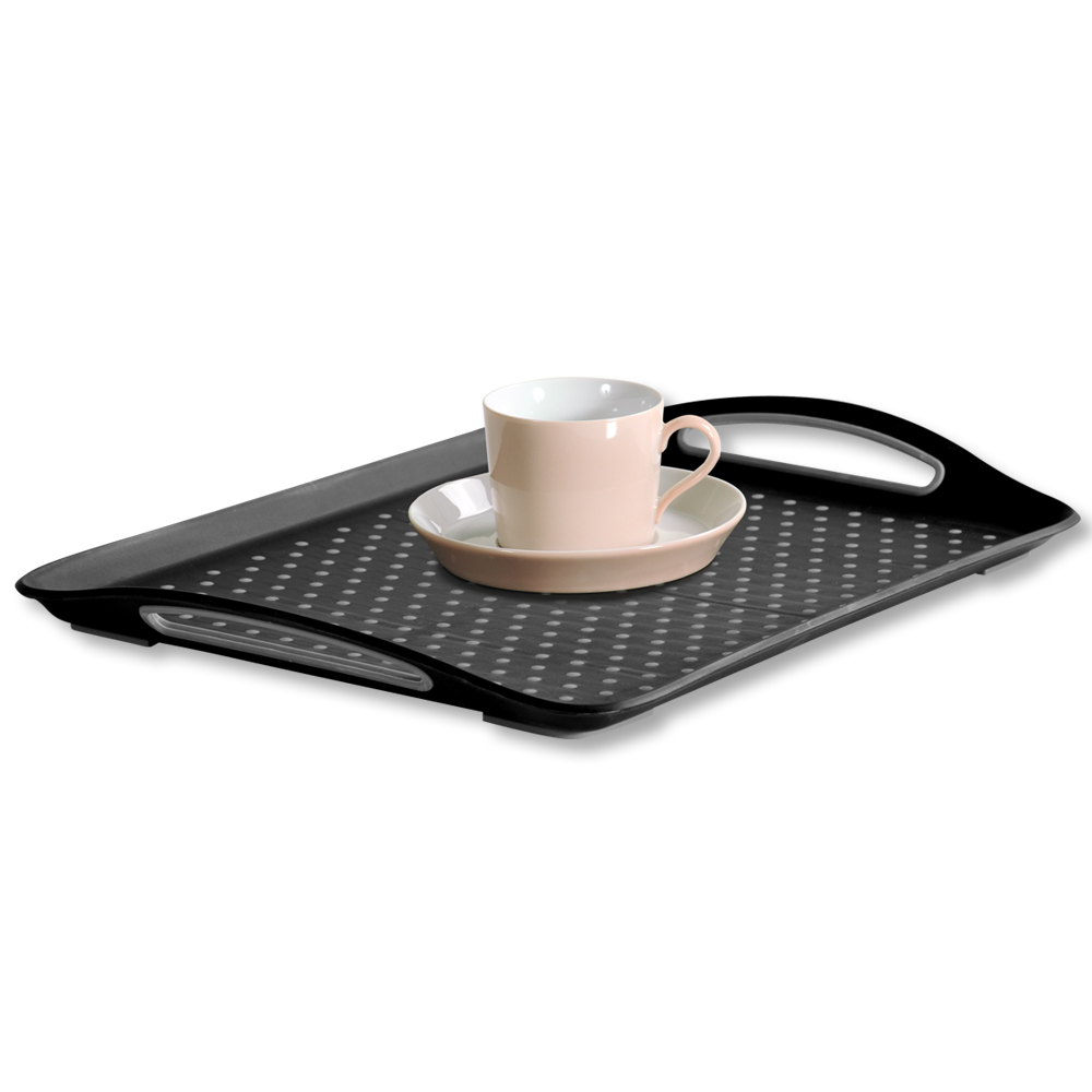 Kesper Serviertablett, rutschfest, PP-Kunststoff, schwarz, 45,5 x 32 x 4,5 cm Kesper Serviertablett, rutschfest, PP-Kunststoff, schwarz, 45,5 x 32 x 4,5 cm