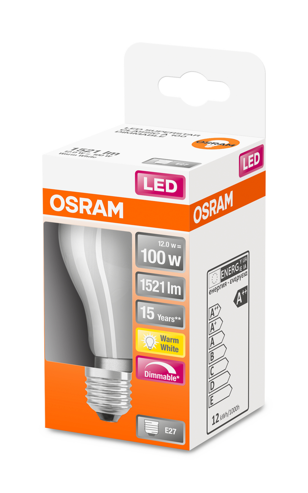 OSRAM LEUCHTMITTEL LED CLA100D MATT 12W/827 E27 230V 
