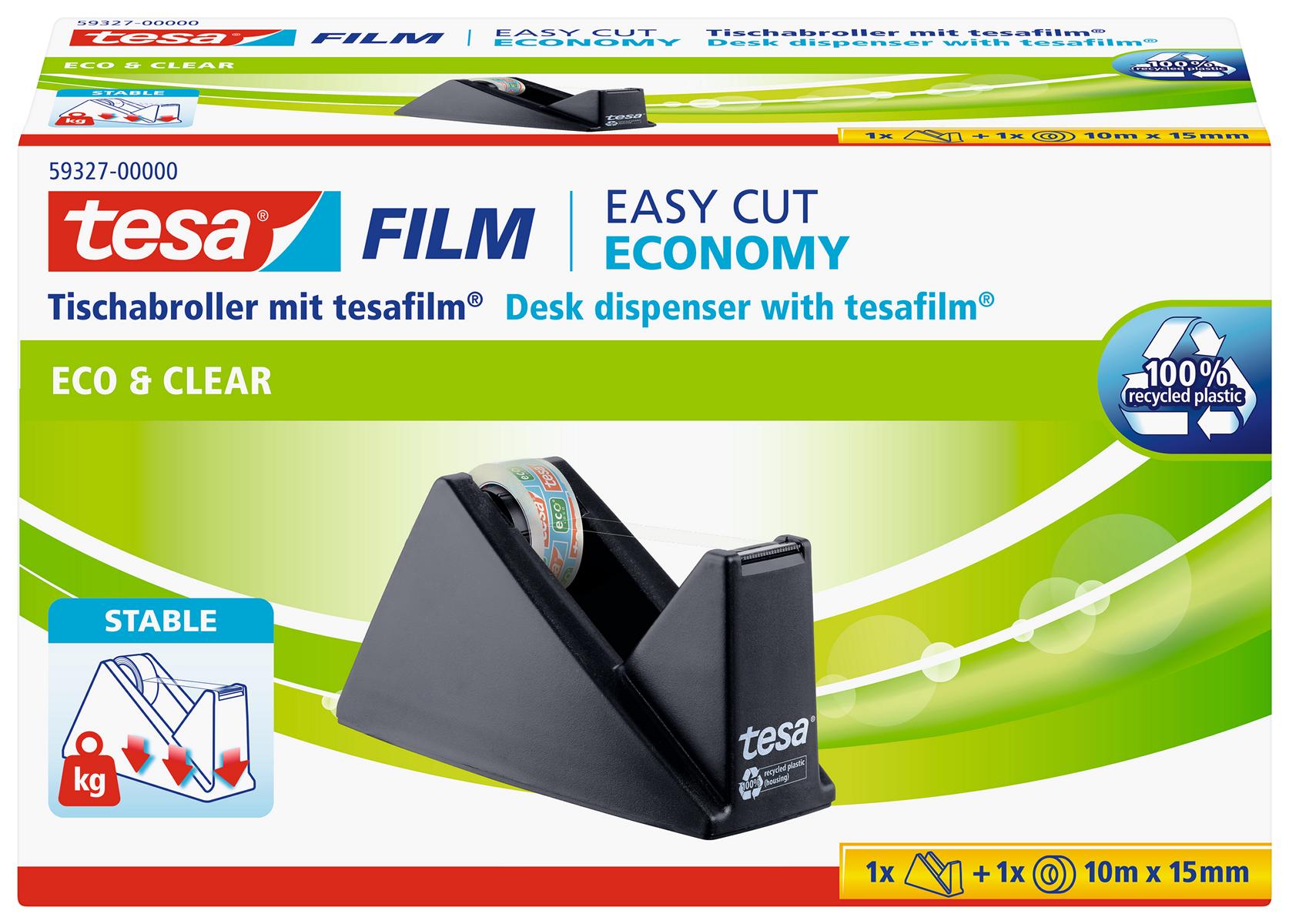 tesafilm_Easy_Cut_Economy_593270000001_LI400_front_pa tesa Tischabroller mit tesafilm eco & clear, 10 m x 15 mm