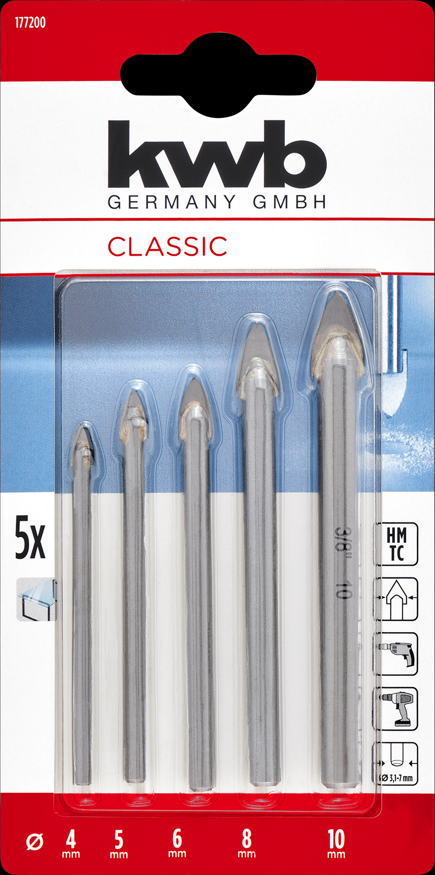 Kwb Glasbohrer-Set HM, 5-teilig