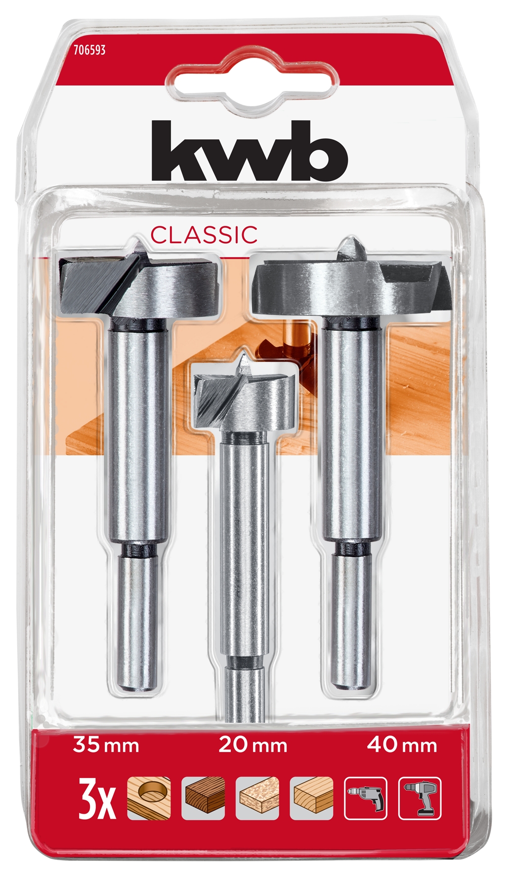 Kwb Forstnerbohrersatz, 3-teilig Kwb Forstnerbohrersatz, 3-teilig