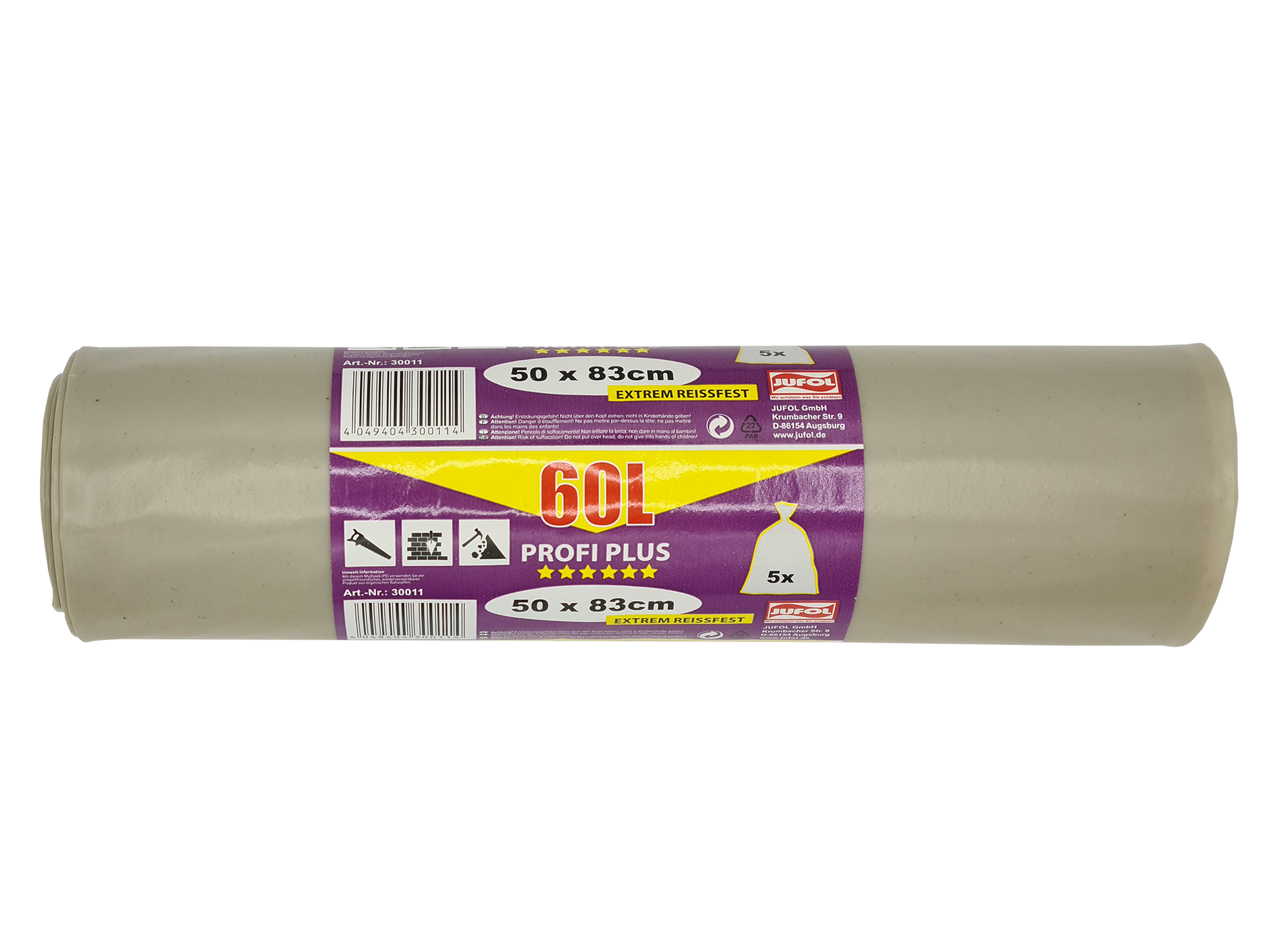 Jufol Bauschuttsack Prof,i 60 L, 5 Stück/Rolle Jufol Bauschuttsack Prof,i 60 L, 5 Stück/Rolle