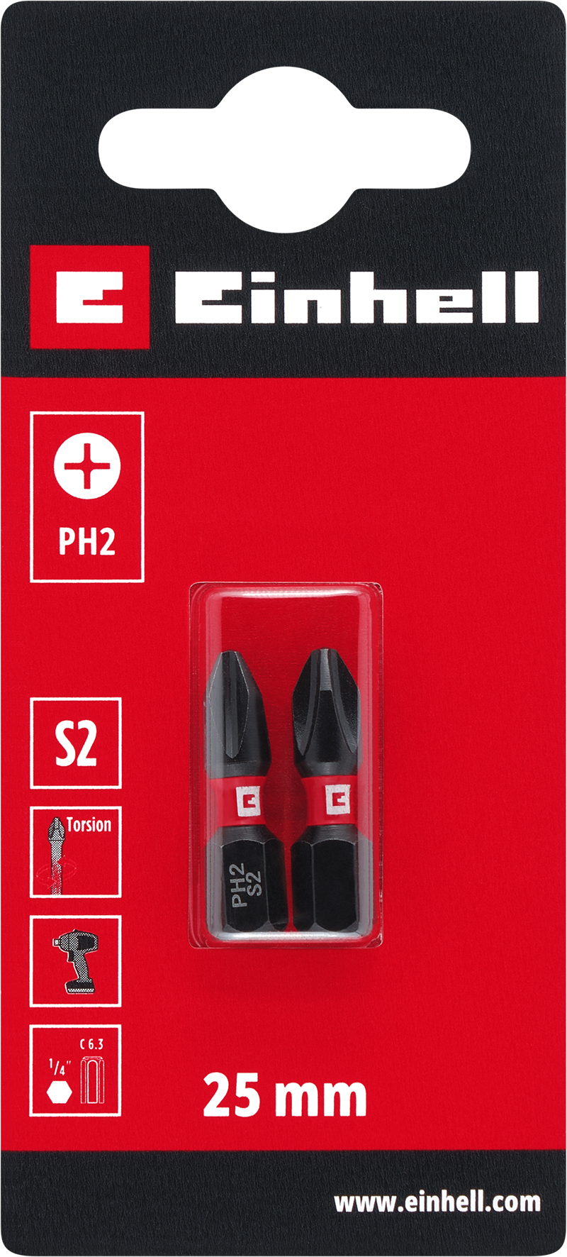 Einhell Impact-Bits Torsion, 25 mm, PH2 S2 Einhell Impact-Bits Torsion, 25 mm, PH2 S2
