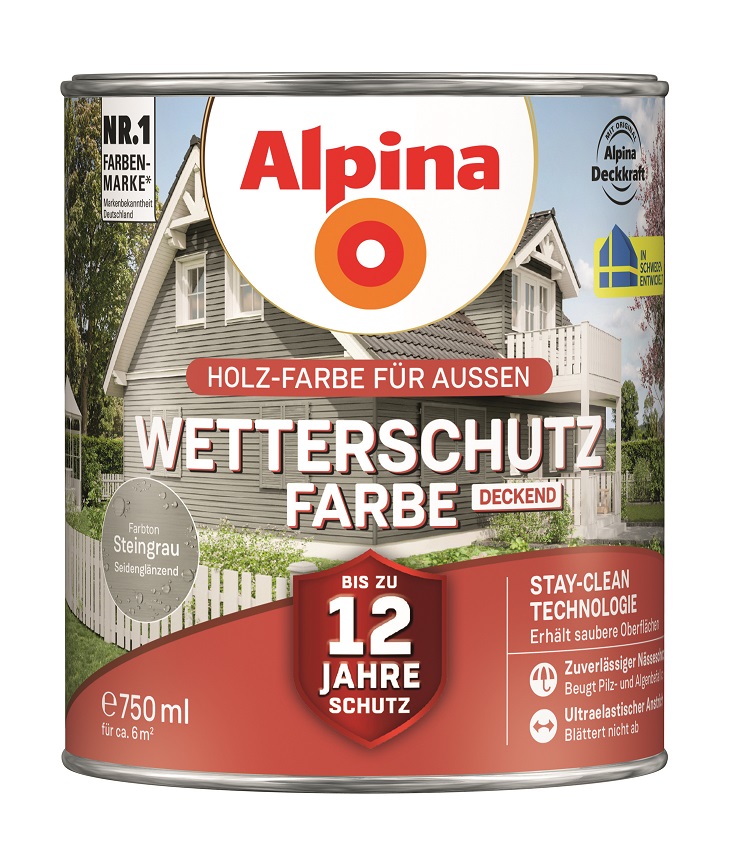 Alpina Wetterschutz-Farbe Steingrau, 750ml