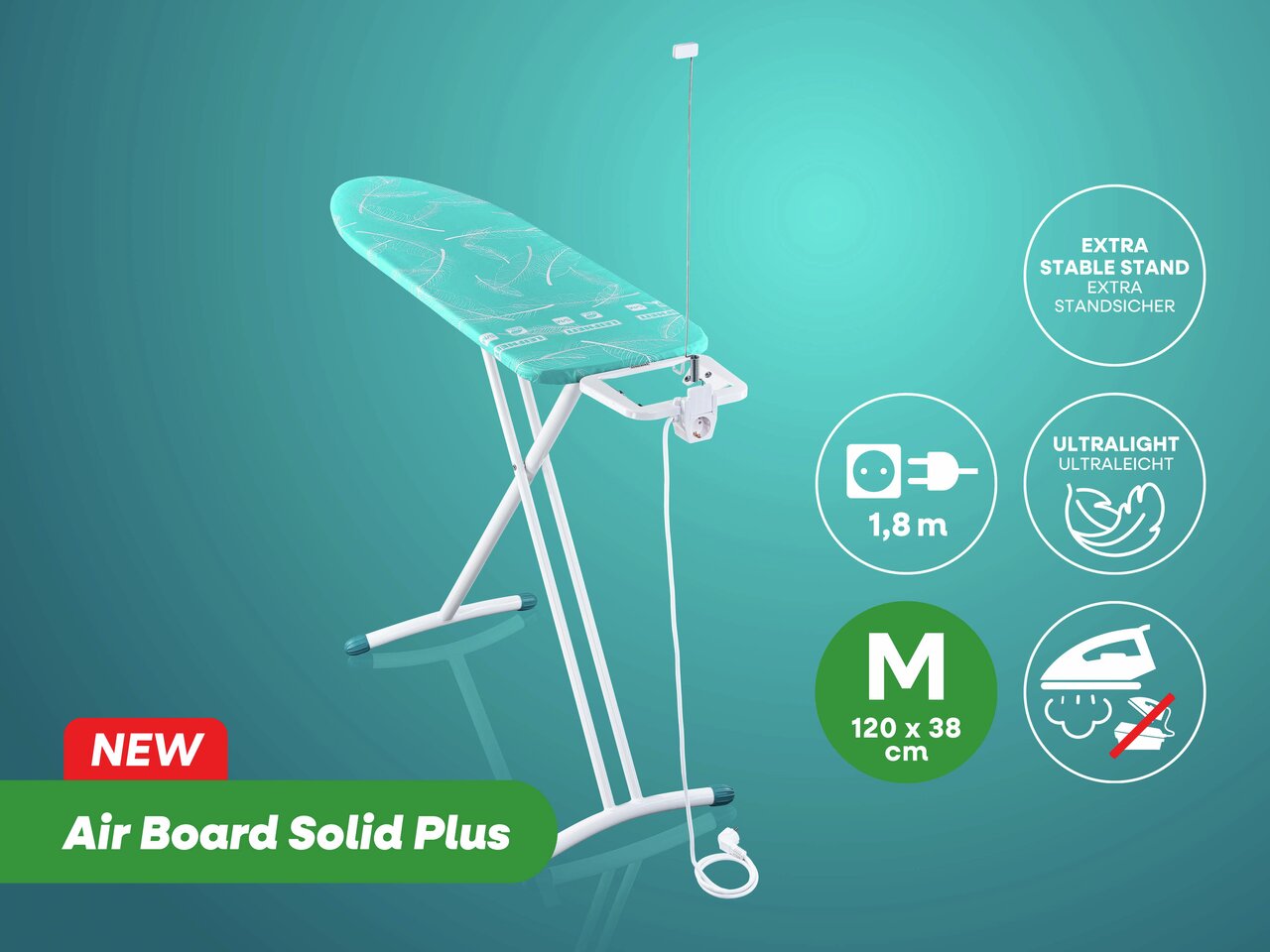 Leifheit Bügeltisch Air Board M Solid Plus, 120 x 38 cm