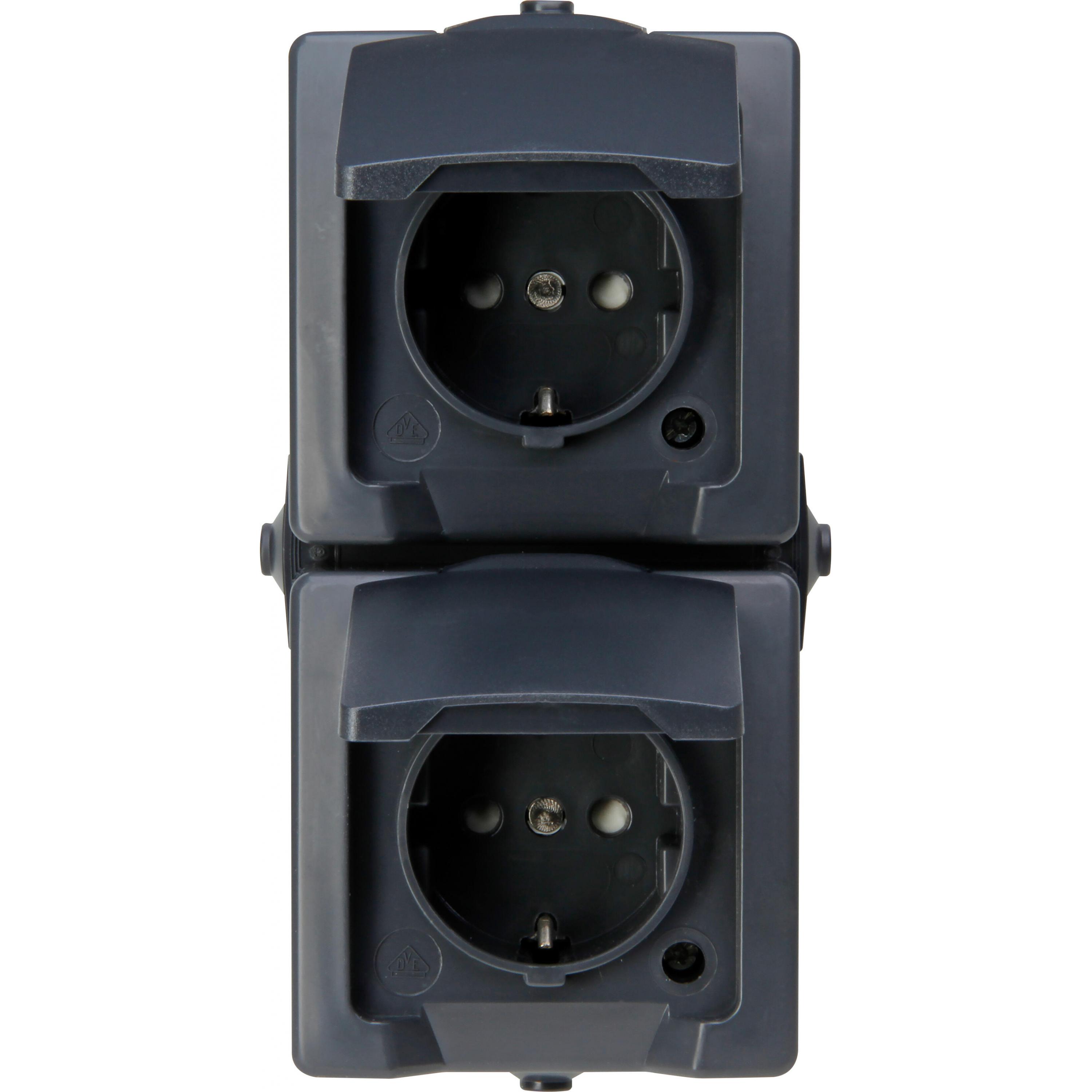 Kopp NAUTIC Schutzkontakt-Steckdose 2-fach, anthrazit Kopp NAUTIC Schutzkontakt-Steckdose 2-fach, anthrazit