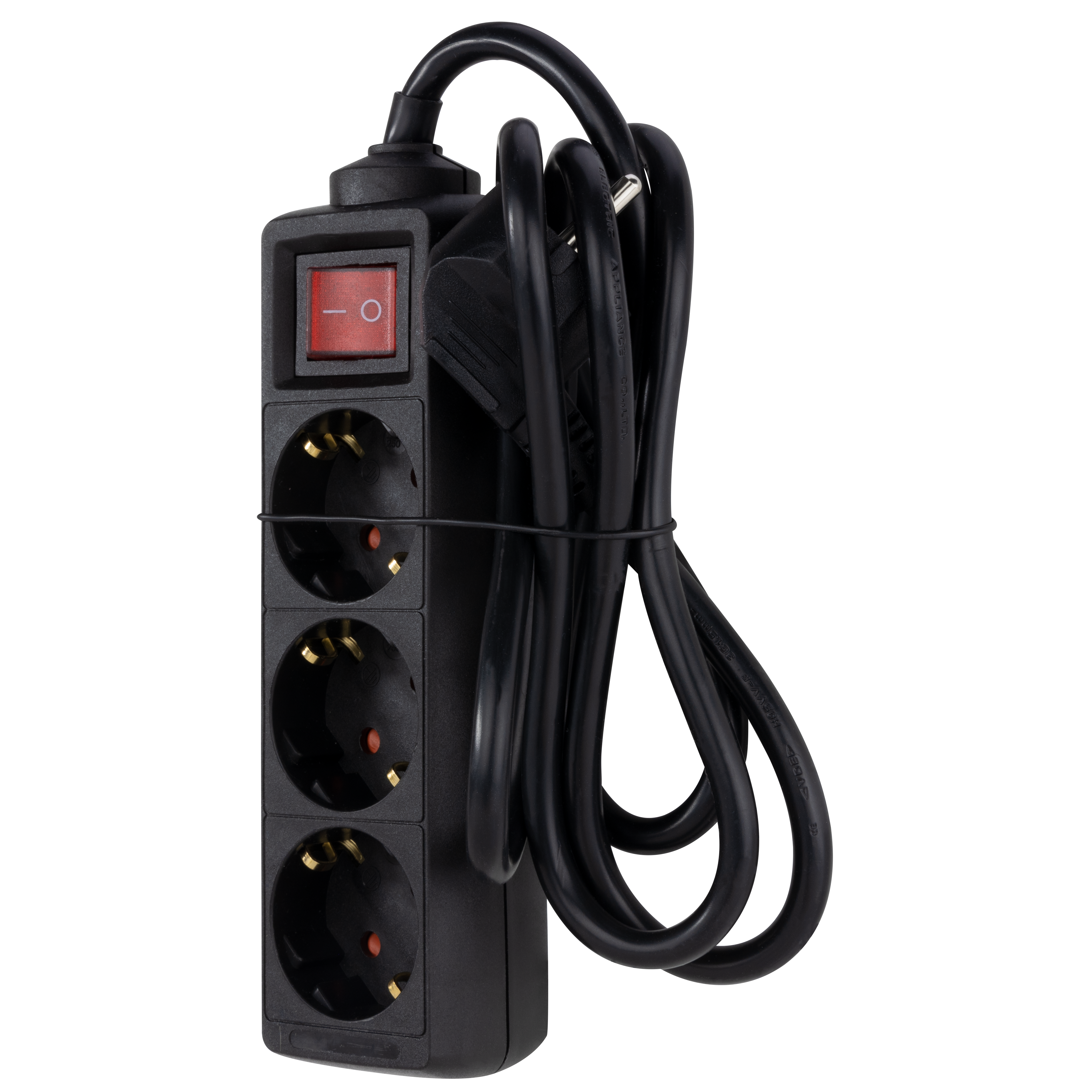 REV Steckdosenleiste 3-fach-Schalter, 5 m, Berührungsschutz, schwarz