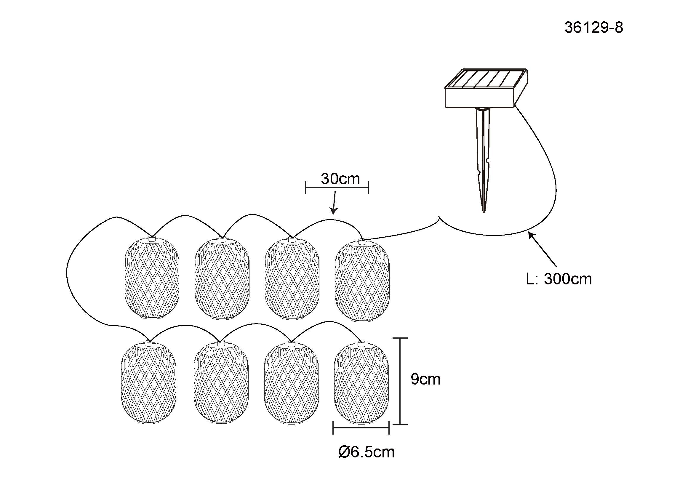 Globo Solarlichterkette Kunststoff naturfarben 8xLED