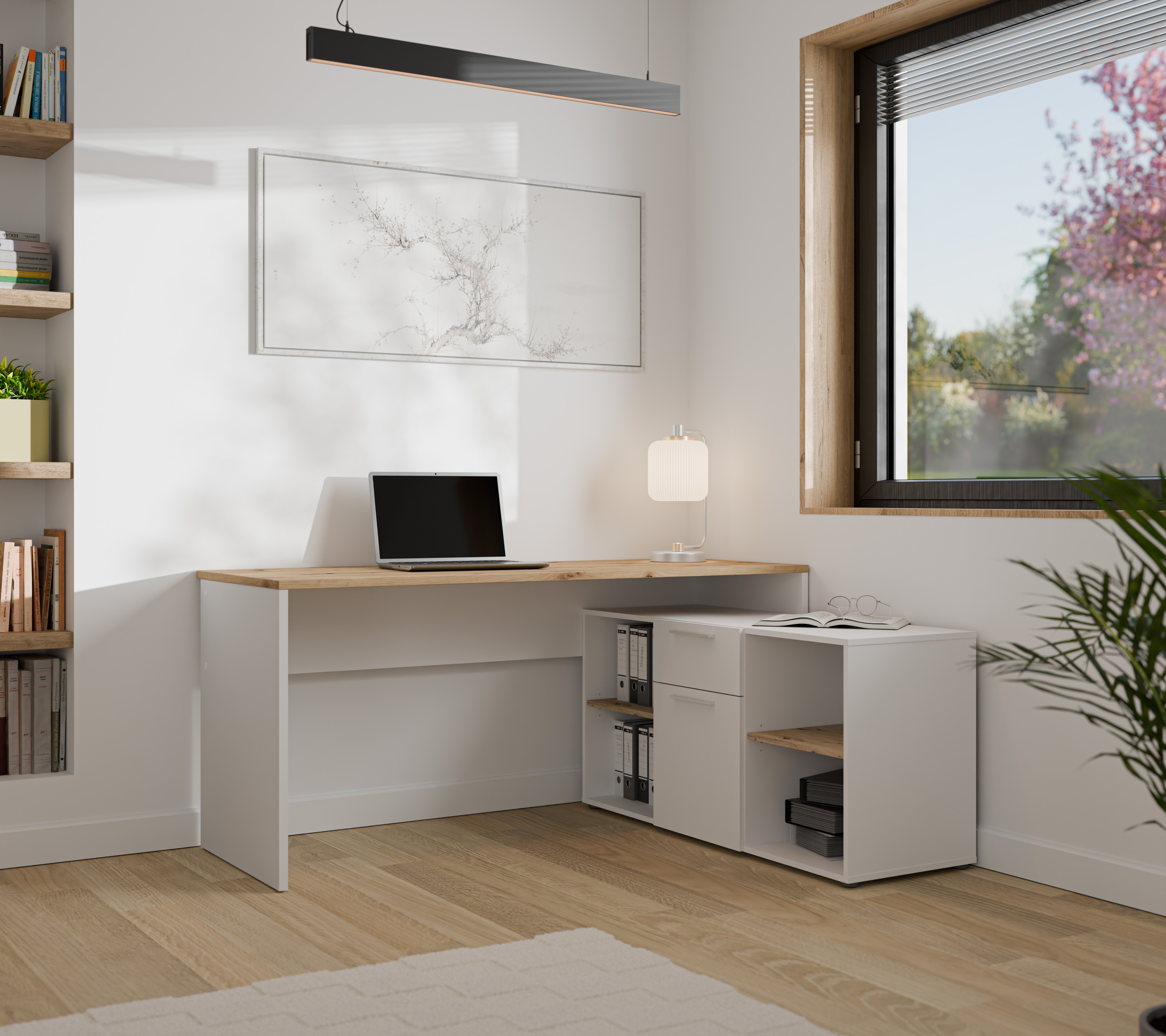Forte Eckschreibtisch Coco, weiß/artisan