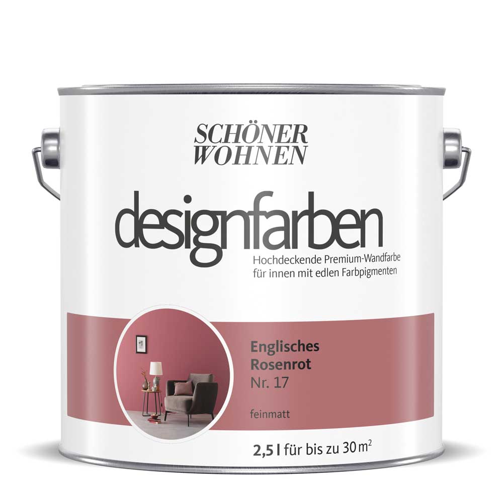 Schöner Wohnen Designfarbe, englisches rosenrot, 2,5L Schöner Wohnen Designfarbe, englisches rosenrot, 2,5L