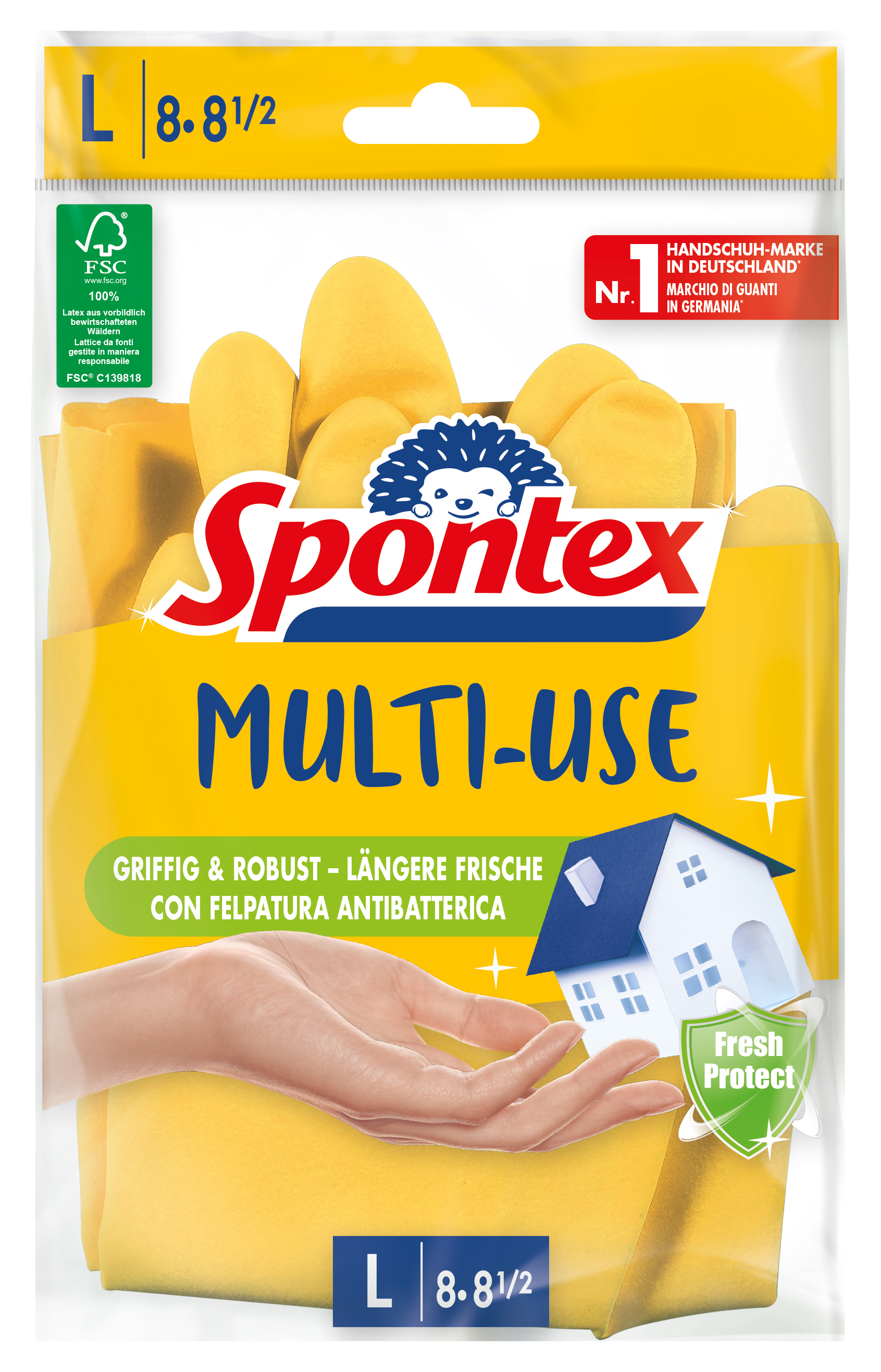 Spontex Multi-Use Haushaltshandschuhe, Größe 8