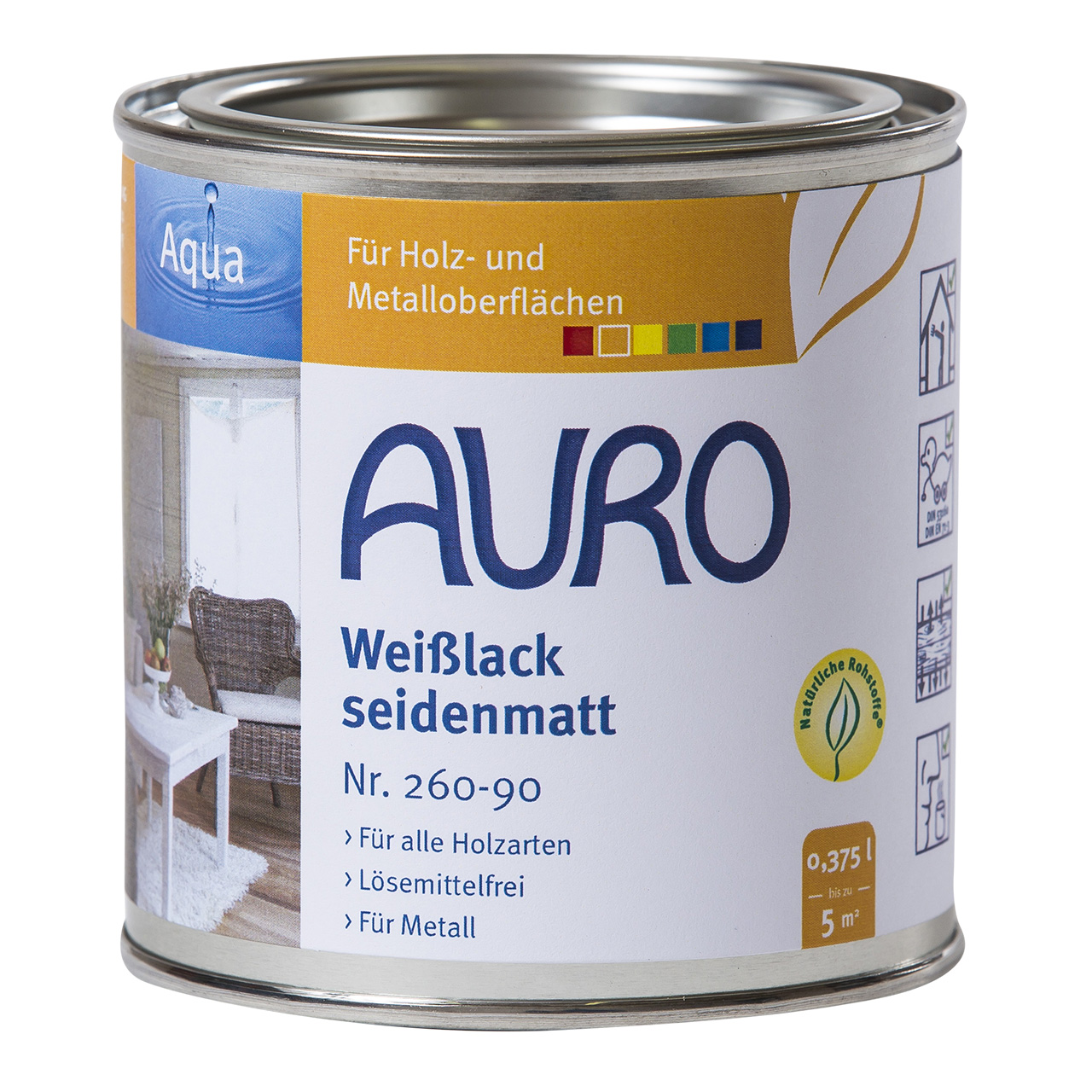 Auro Weißlack, seidenmatt Nr. 260-90, 375ml