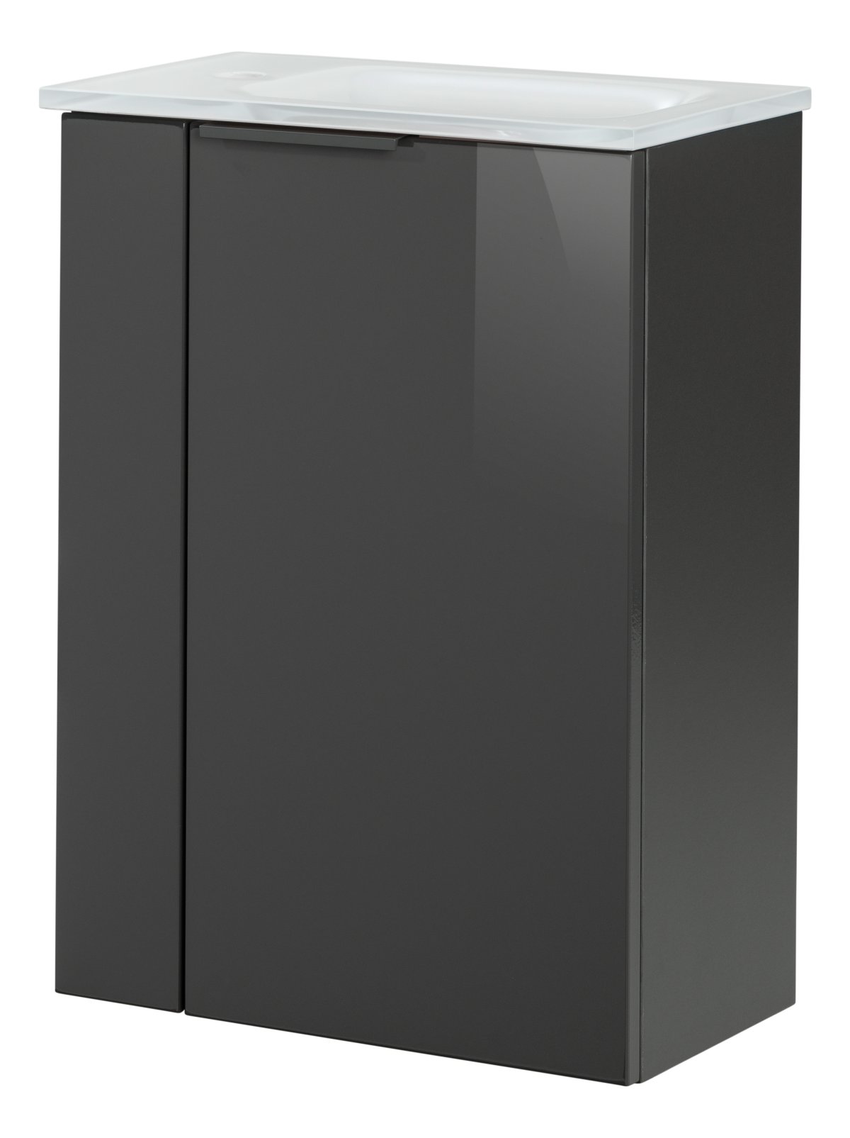 Fackelmann SBC Mini-Waschtischunterschrank 45, 440 x 600 x 243 mm, Anthrazit-Hochglanz