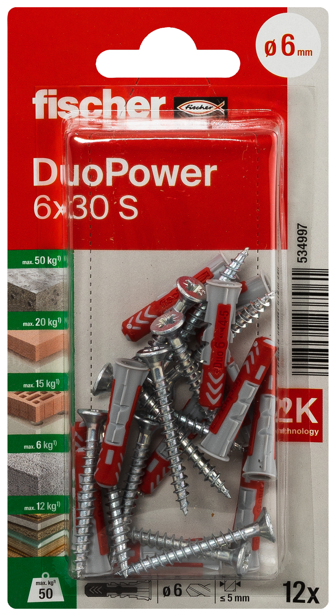 fischer DuoPower Universaldübel 6 x 30 S K (12) fischer DuoPower Universaldübel 6 x 30 S K (12)