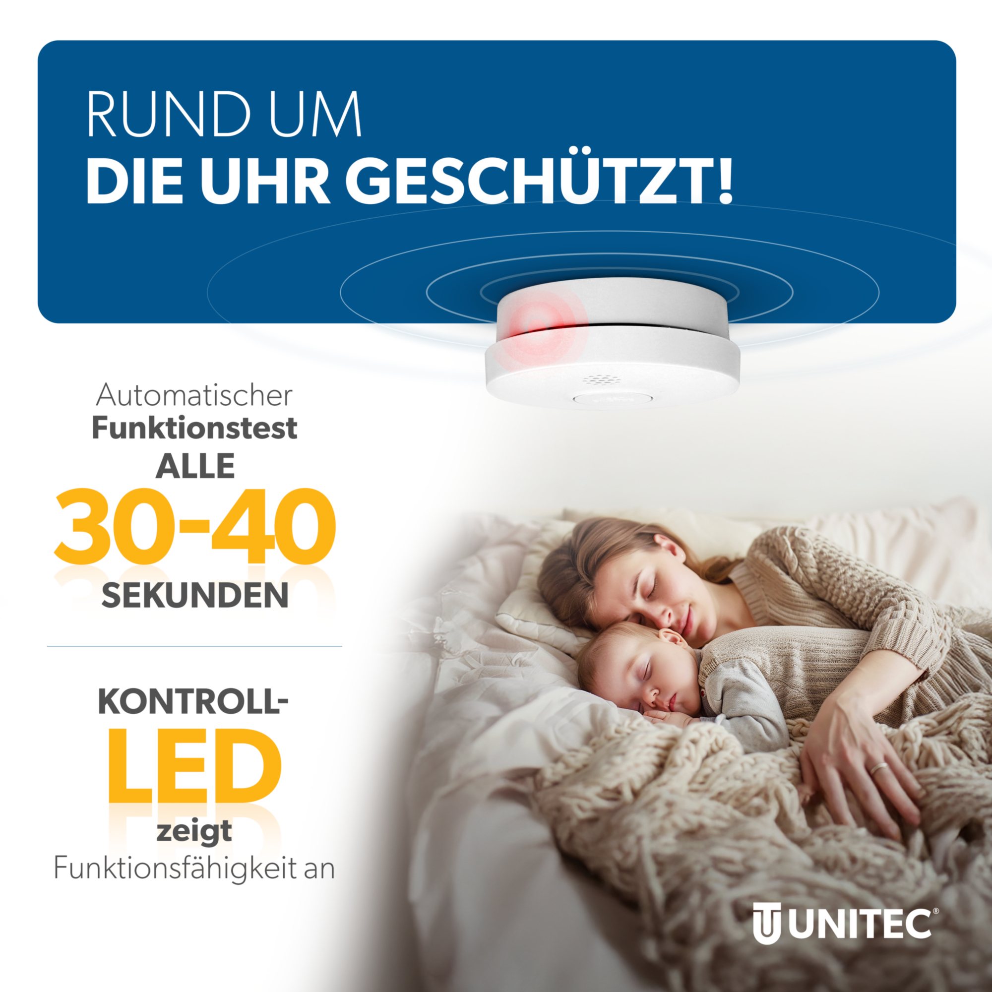 Unitec Rauchwarnmelder TÜV 1 Jahr 4x