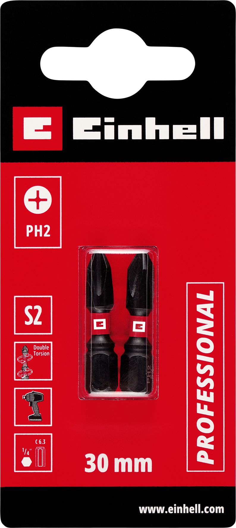 Einhell Impact-Bits mit Doppel-Torsion, 30 mm, PH2