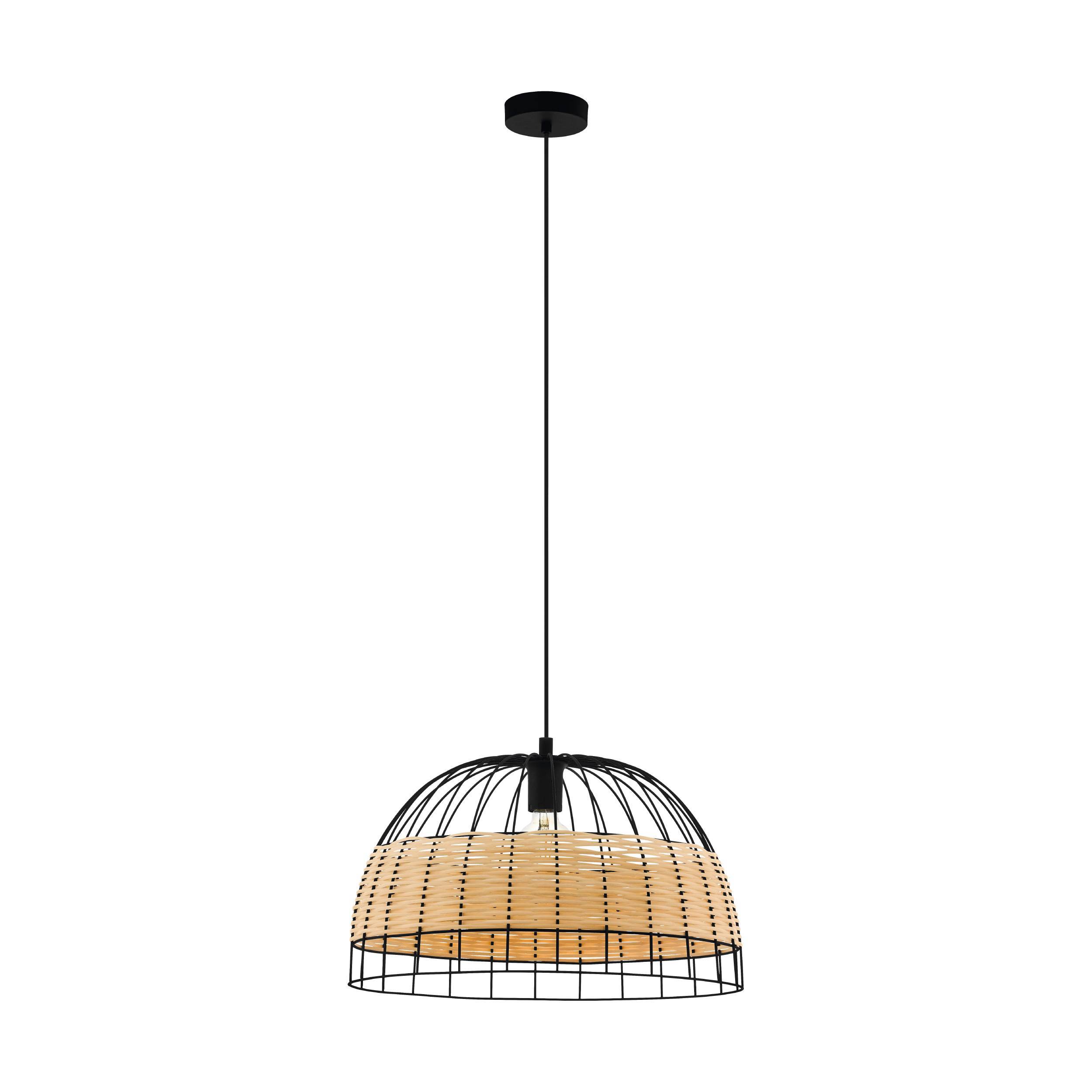 791148 Eglo Hängeleuchte 1XE27 Ø50 schwarz/rattan ANWICK