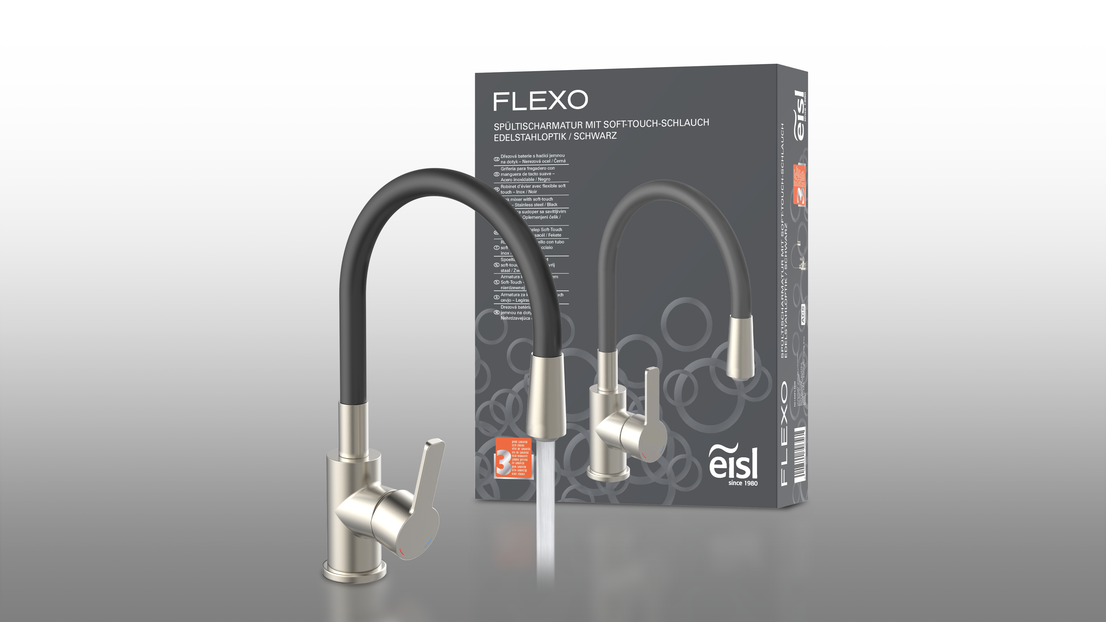 Schütte Spültischarmatur Flexo, Edelstahloptik/Schwarz Schütte Spültischarmatur Flexo, Edelstahloptik/Schwarz