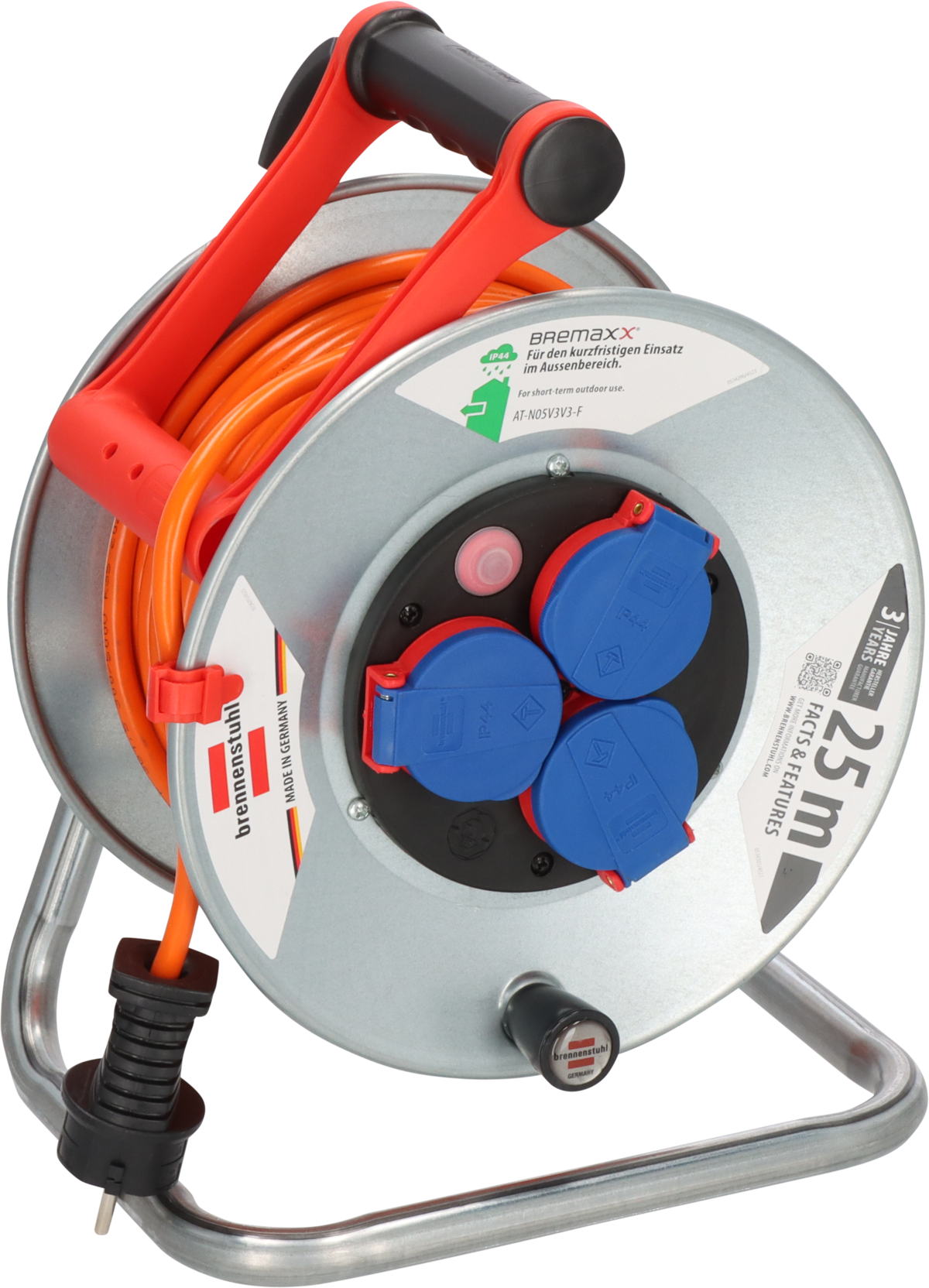 Brennenstuhl Garant S IP44 Kabeltrommel, 25 m Kabel in orange