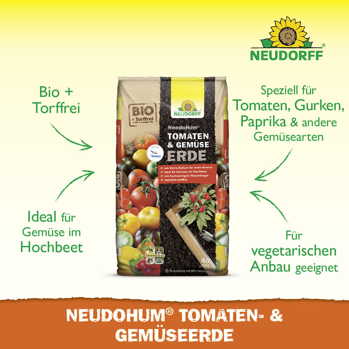 Neudorff NeudoHum Tomaten- und GemüseErde, 40 l