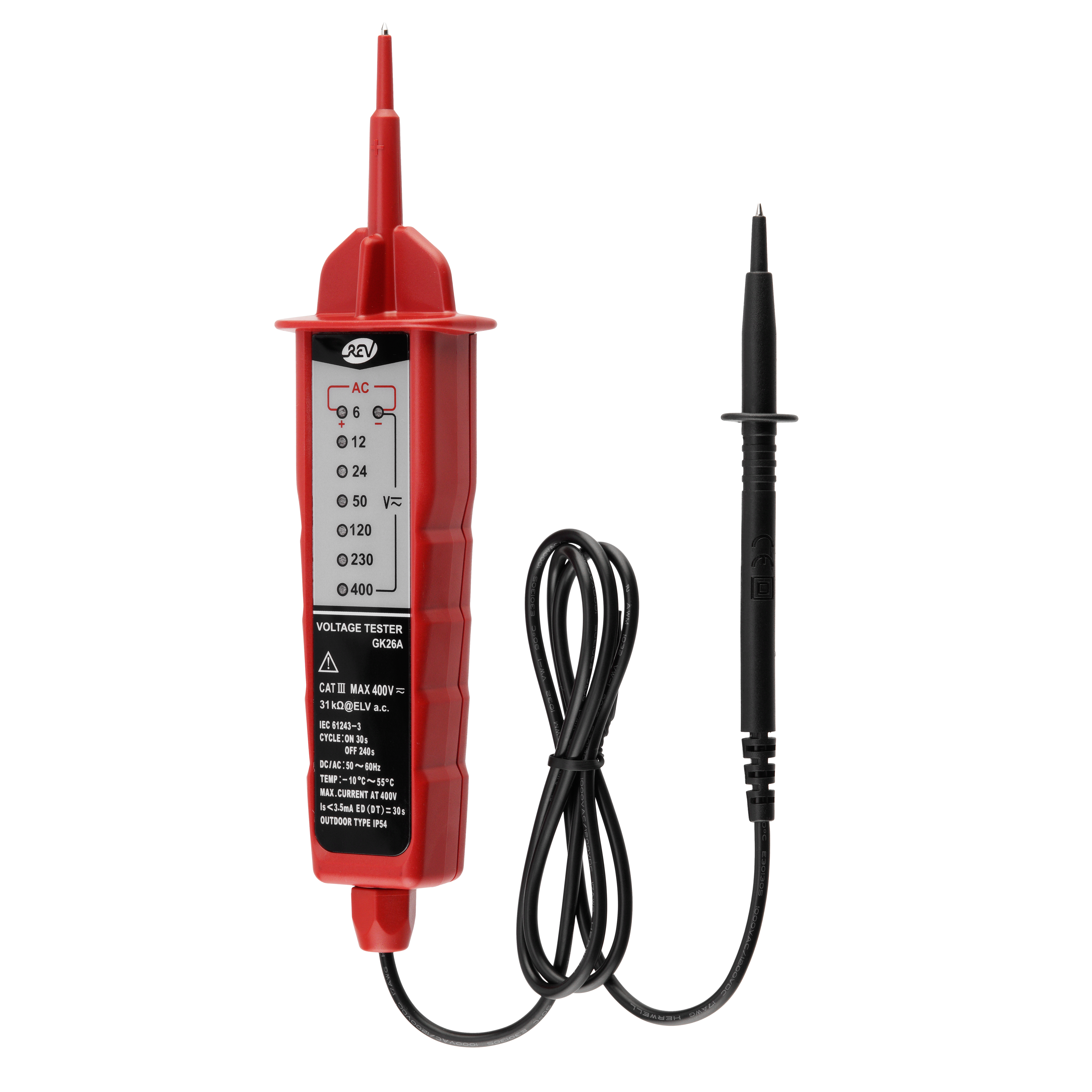 REV Spannungsprüfer DÜ-CHECK mit 7-stufiger LED-Anzeige, rot