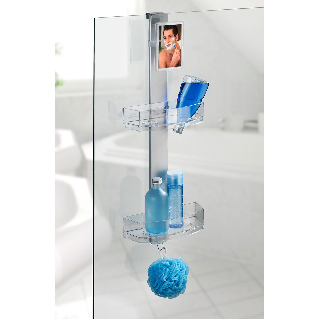 407488-Duschcaddy-Premium-m-Antibeschlagspiegel_AMBI_01 WENKO DUSCHCADDY PREMIUM MIT ANTIBESCHLAG
