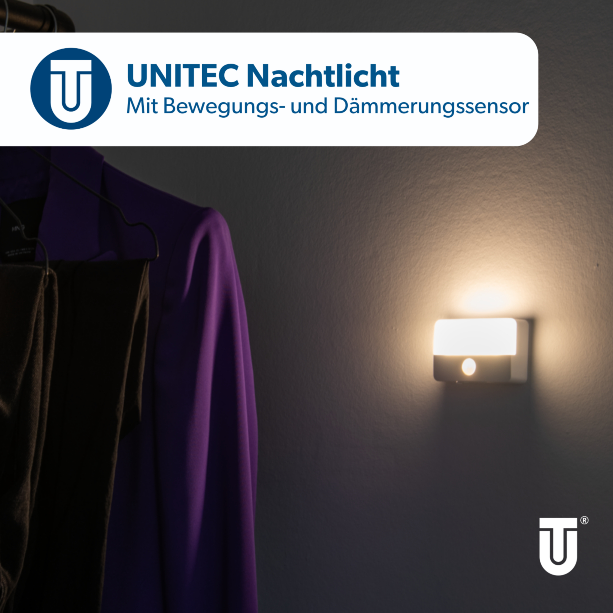 Unitec LED-Nachtlicht mit BWM + Dämmerungssensor