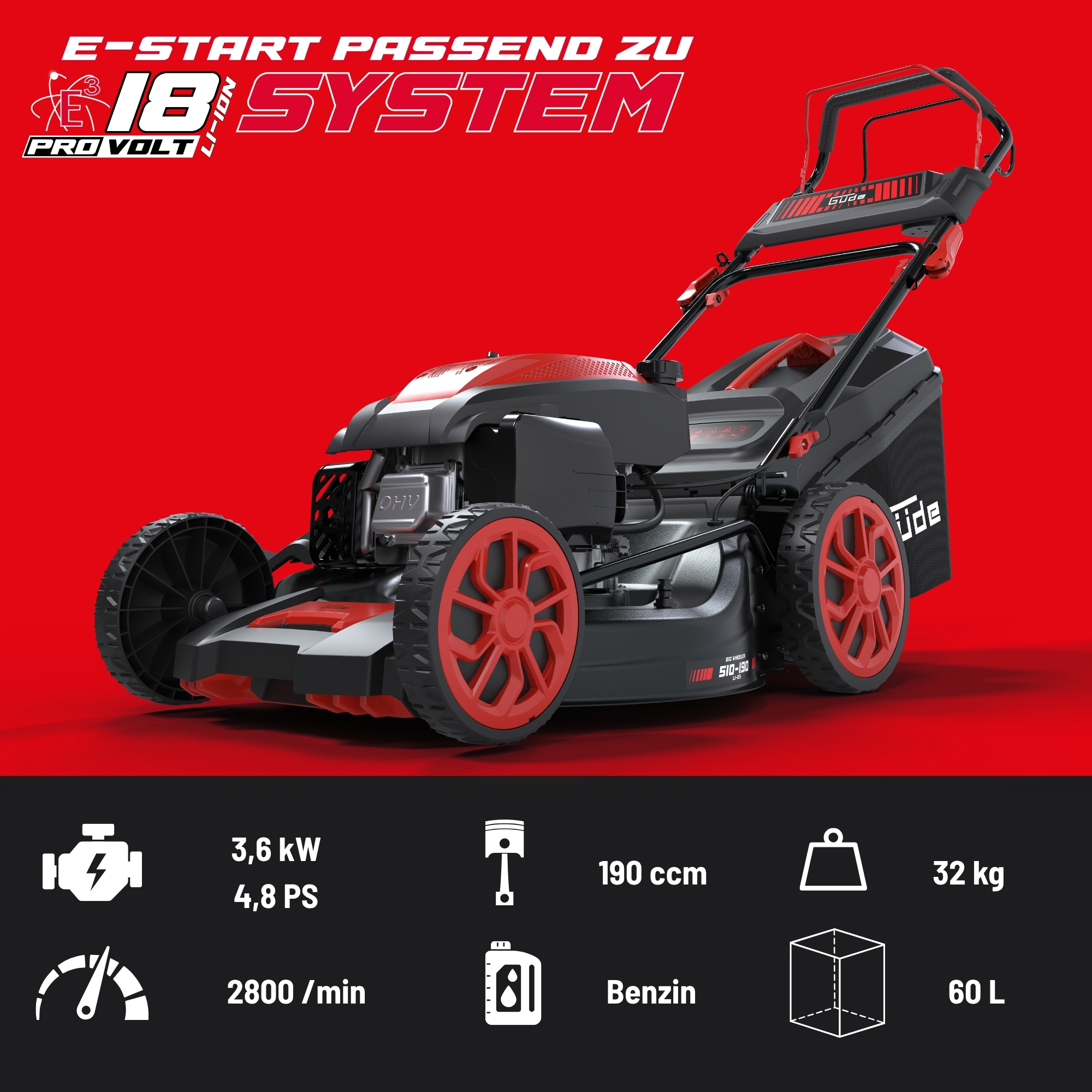 Güde Benzin-Rasenmäher Big Wheeler BW 510-190 LI-ES