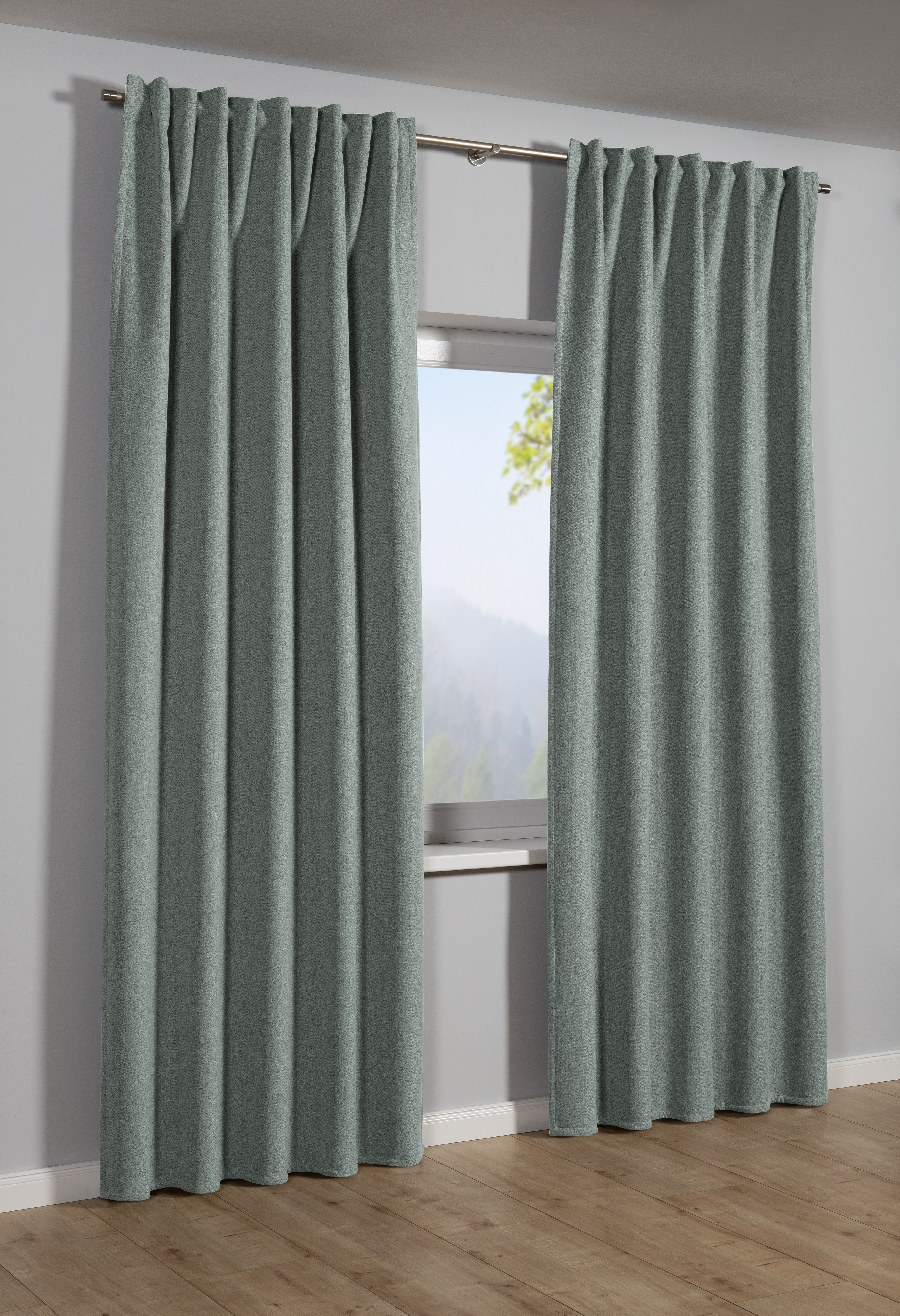 Sehlbach Schal mit Gardinenband grün, 140 x 245 cm Sehlbach Schal mit Gardinenband grün, 140 x 245 cm