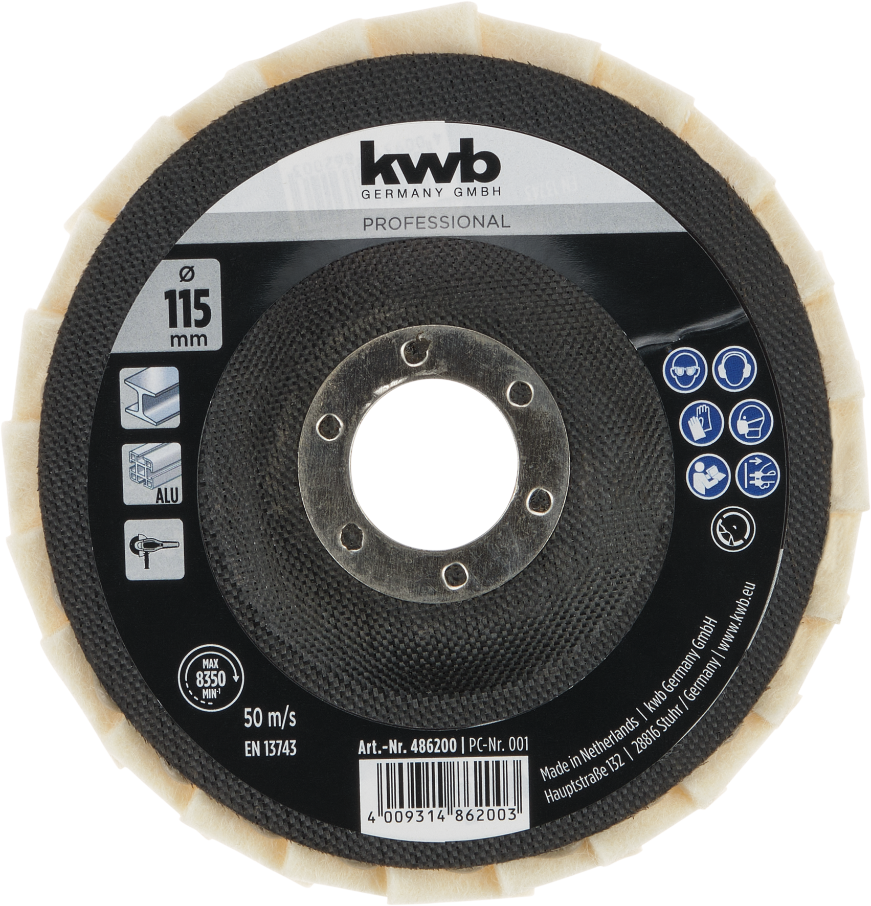 Kwb Filzpoliermop mit Lamellen, 115 mm Kwb Filzpoliermop mit Lamellen, 115 mm