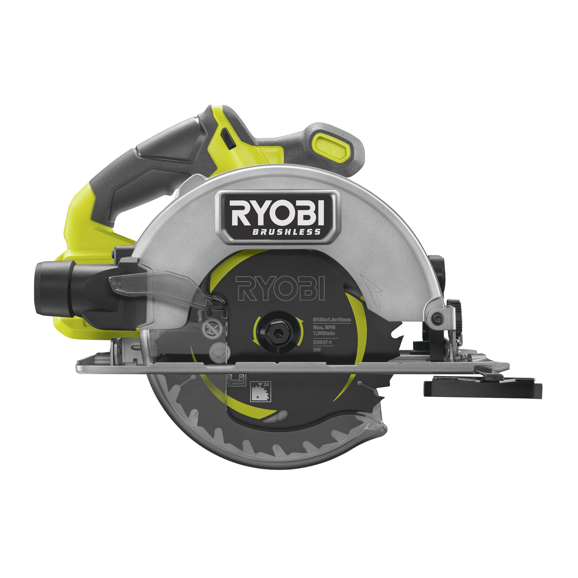 Ryobi 18 V ONE+ Brushless Akku-Handkreissäge RCS18BL-0, 184 mm Sägeblattdurchmesser, ohne Akku und Ladegerät Ryobi 18 V ONE+ Brushless Akku-Handkreissäge RCS18BL-0, 184 mm Sägeblattdurchmesser, ohne Akku und Ladegerät