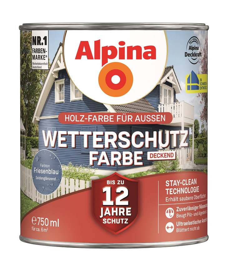 Alpina Wetterschutz-Farbe Friesenblau, 750ml