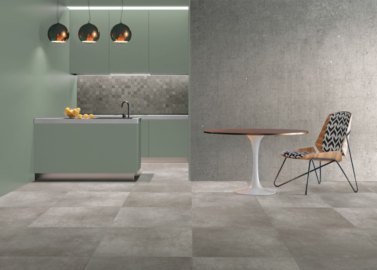 I.Tiles FSZ-Bodenfliese minimalistische Zementoptik, 61 x 61 cm