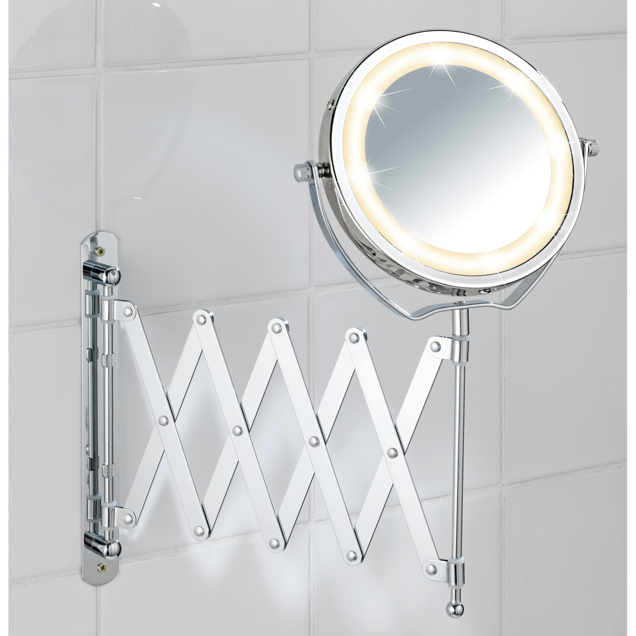 370735-LED-Wandspiegel-Brolo-ausziehbar_AMBI_01 WENKO BROLO LED KOSMETIK-WANDSPIEGEL AUSEITENZUG IEHBAR