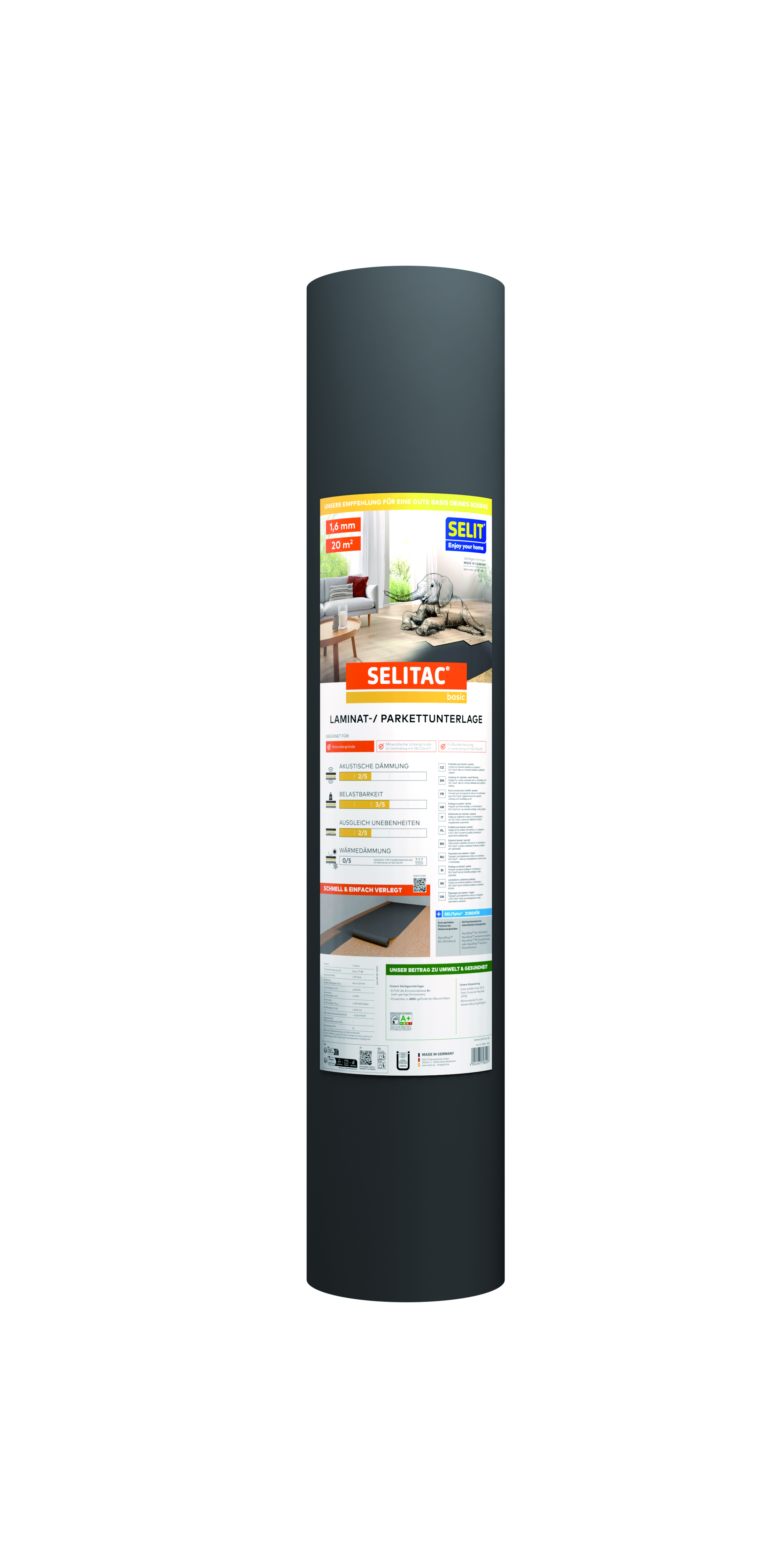 SELITAC Laminat- und Parkettunterlage basic 1,6 mm, 1 x 20 m, 20 m²