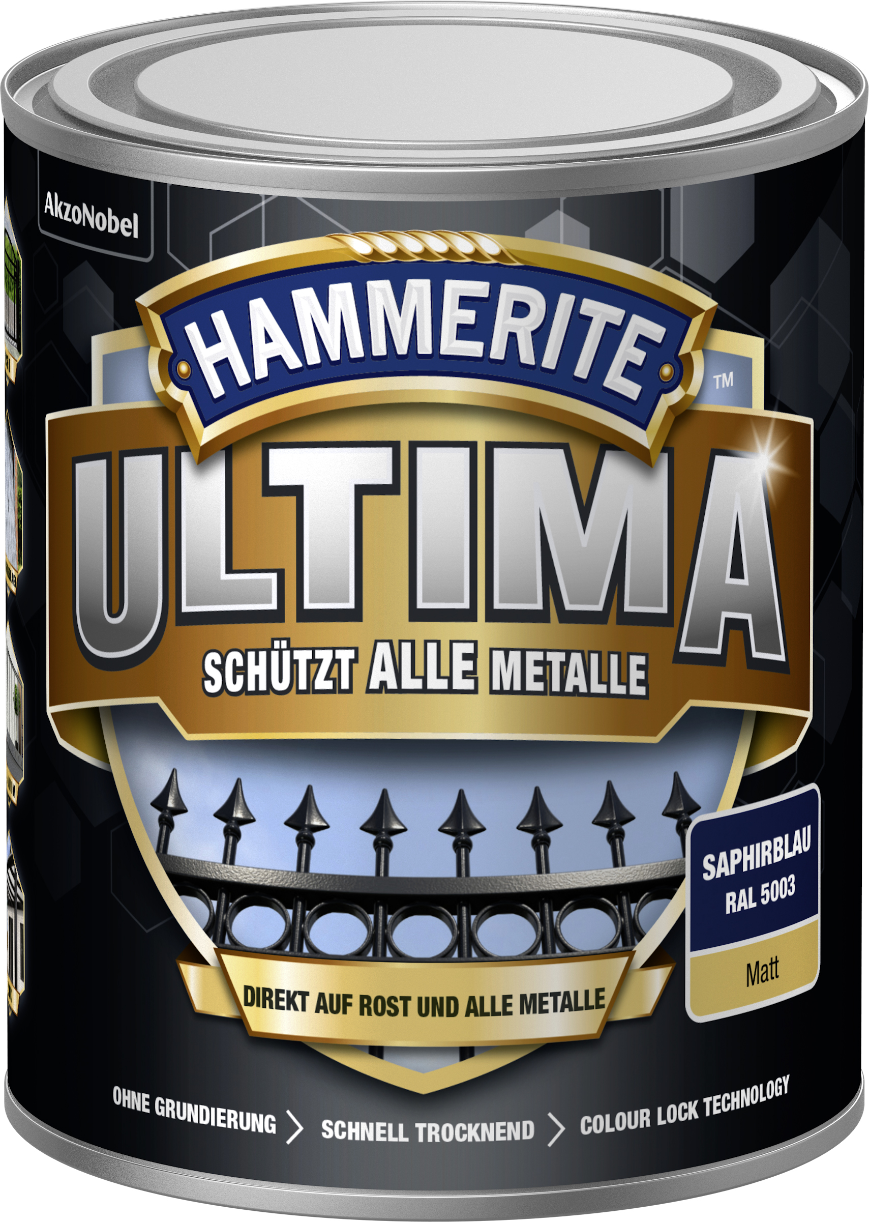 Hammerite Metallschutzlack Ultima saphierblau RAL5003, 750 ml Hammerite Metallschutzlack Ultima saphierblau RAL5003, 750 ml