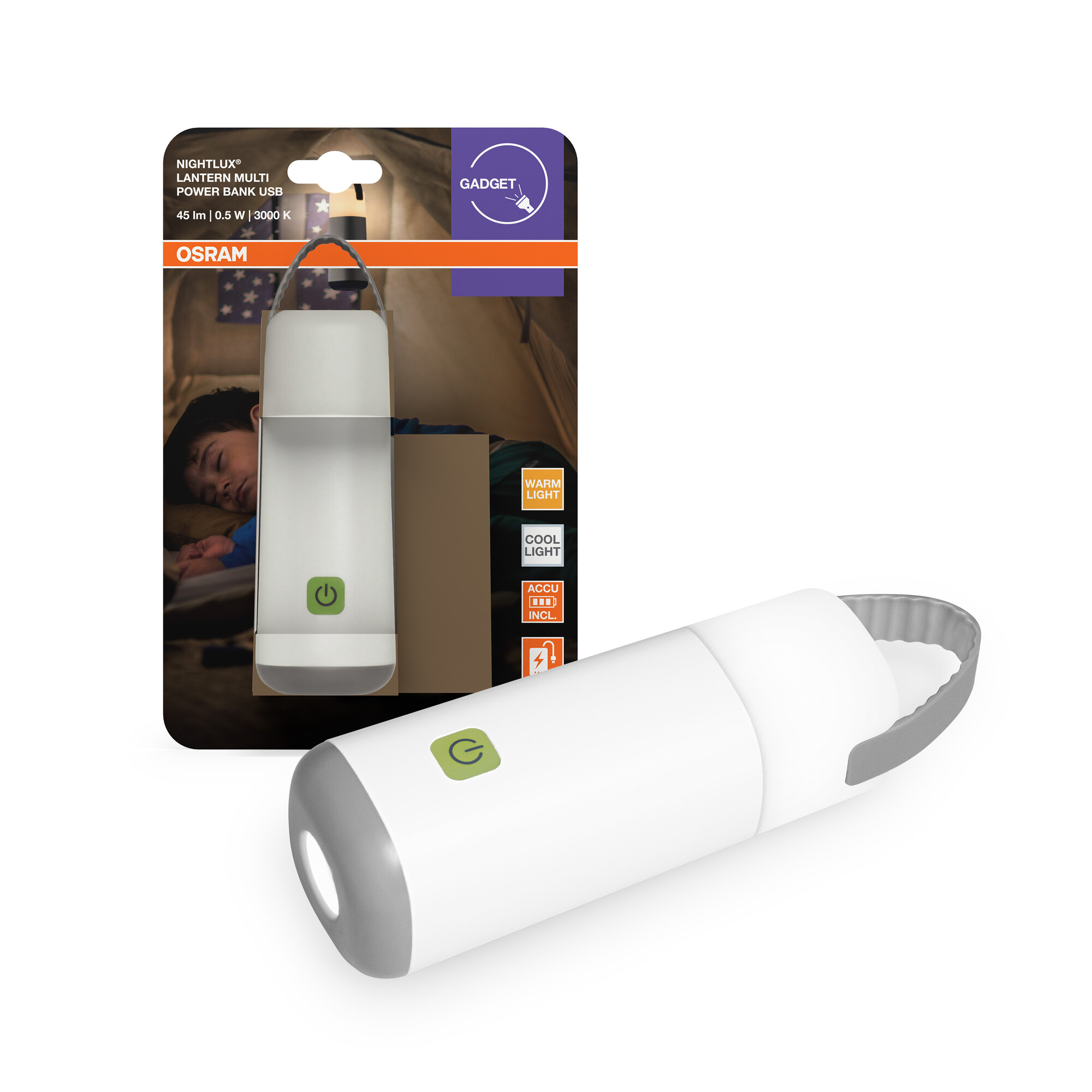 Osram Nachtlicht "Nightlux Latern Multi Power Bank USB", weiß