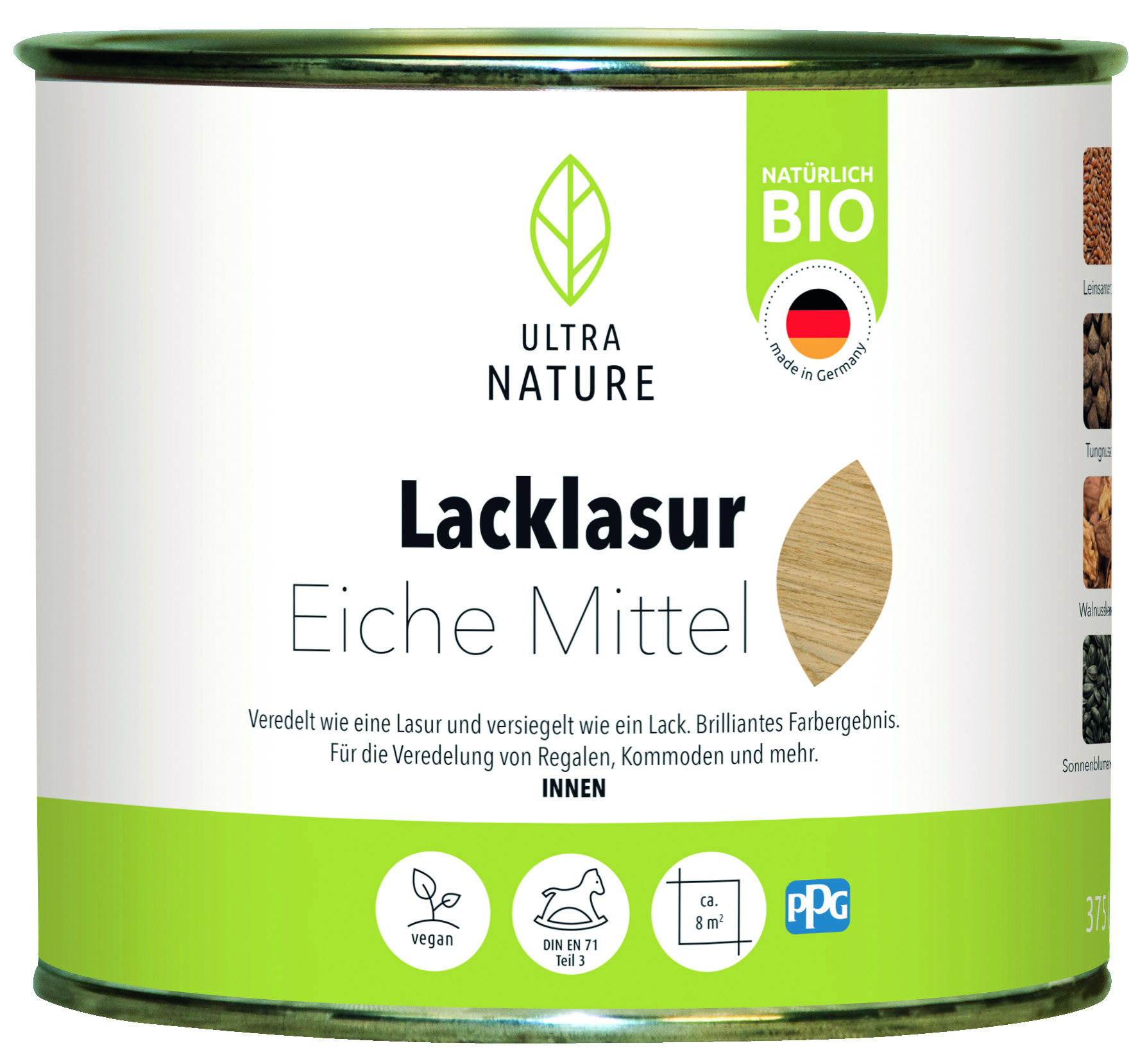 Ultra Nature Lacklasur Eiche mittel, 0,375 l Ultra Nature Lacklasur Eiche mittel, 0,375 l