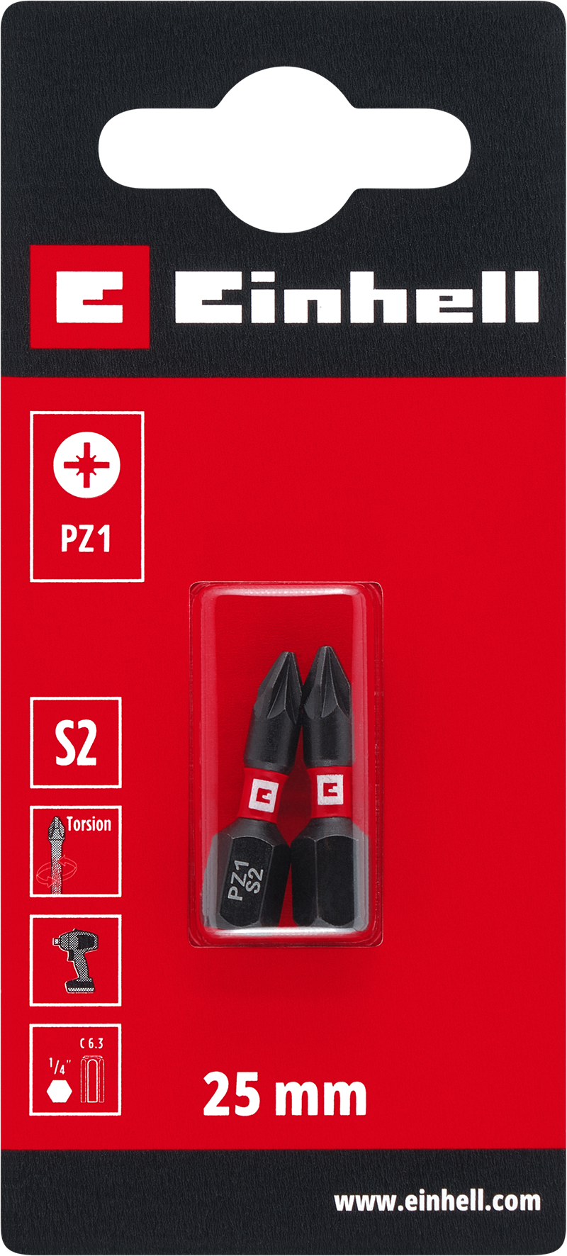 Einhell Impact-Bits Torsion, 25 mm, PZ1 S2