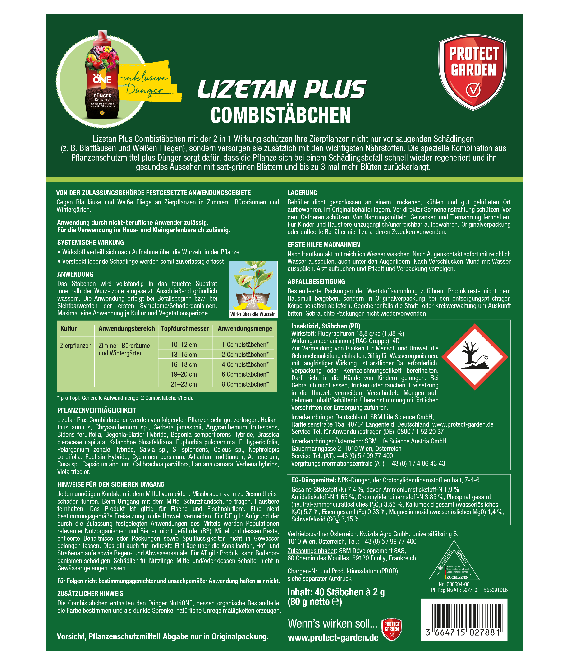 489777 Protect Garden Lizetan Plus Combistäbchen
